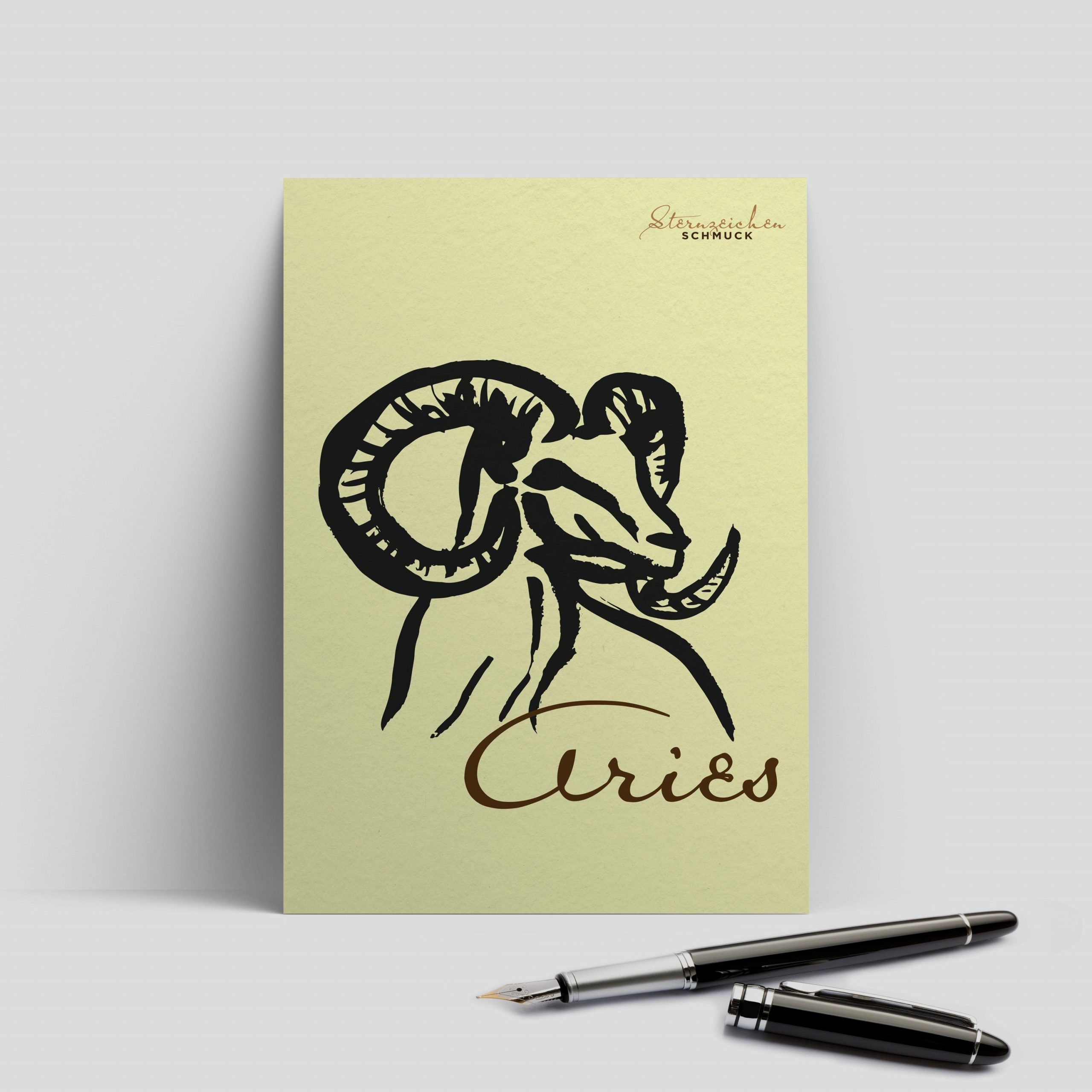 Widder Ohrring, Anhänger klein, 585er Gold 9 Postkarte Aries, Widder