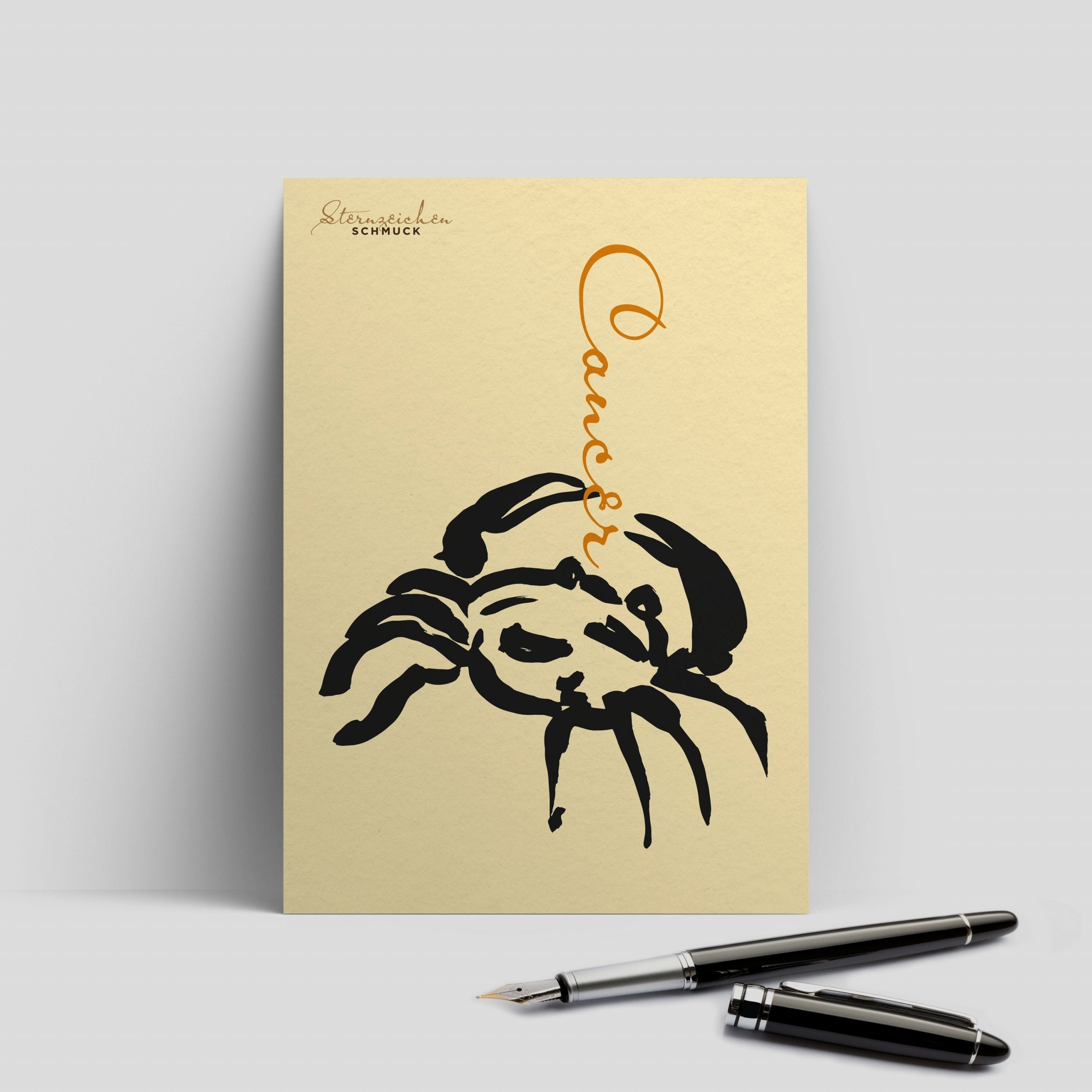 Krebs Charm, Anhänger klein, 585er Gold 4 Cancer, Krebs Sternzeichen Schmuck Postkarte