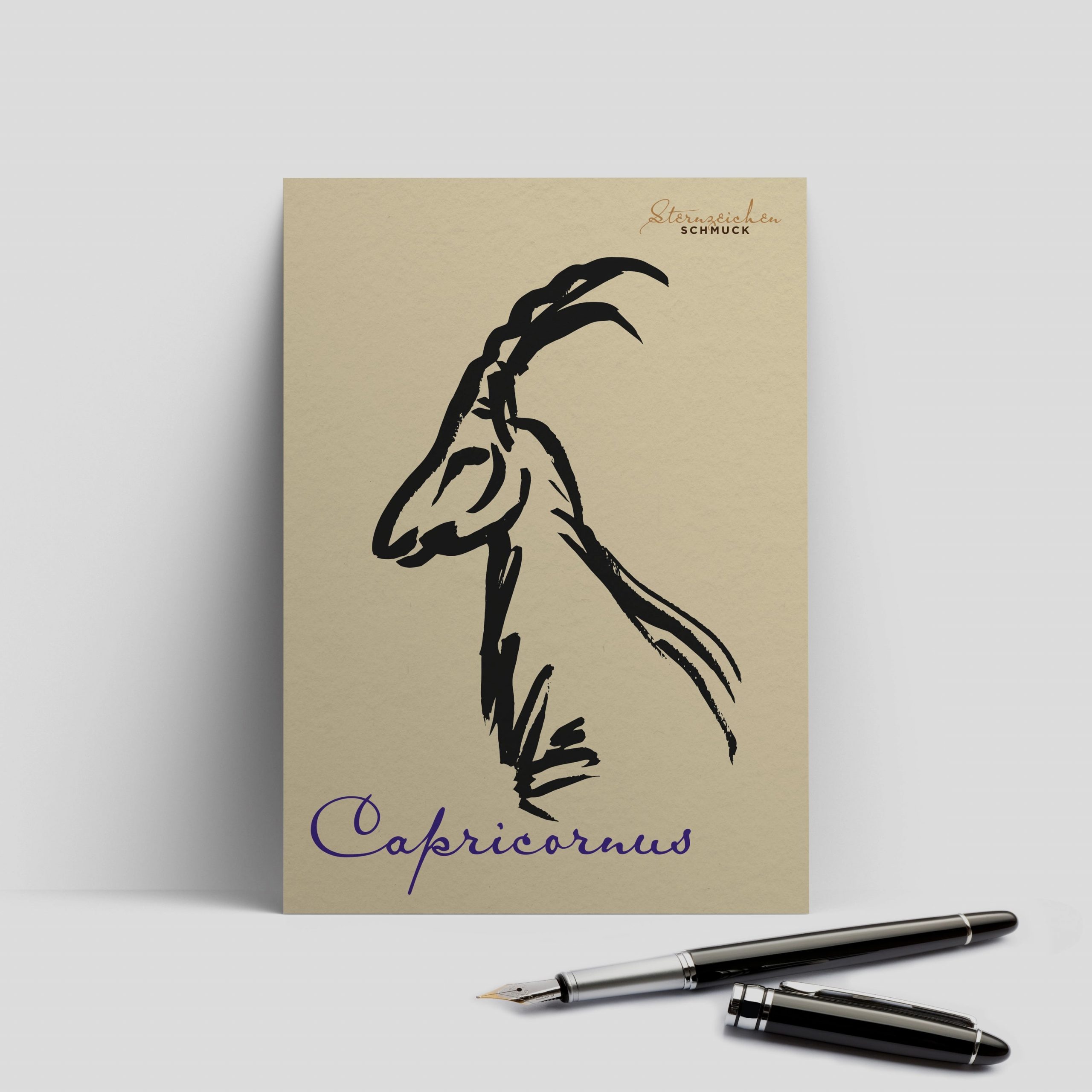 Steinbock Ohrring, Anhänger klein, 925er Silber 9 Capricornus, Steinbock Postkarte von Sternzeichen Schmuck