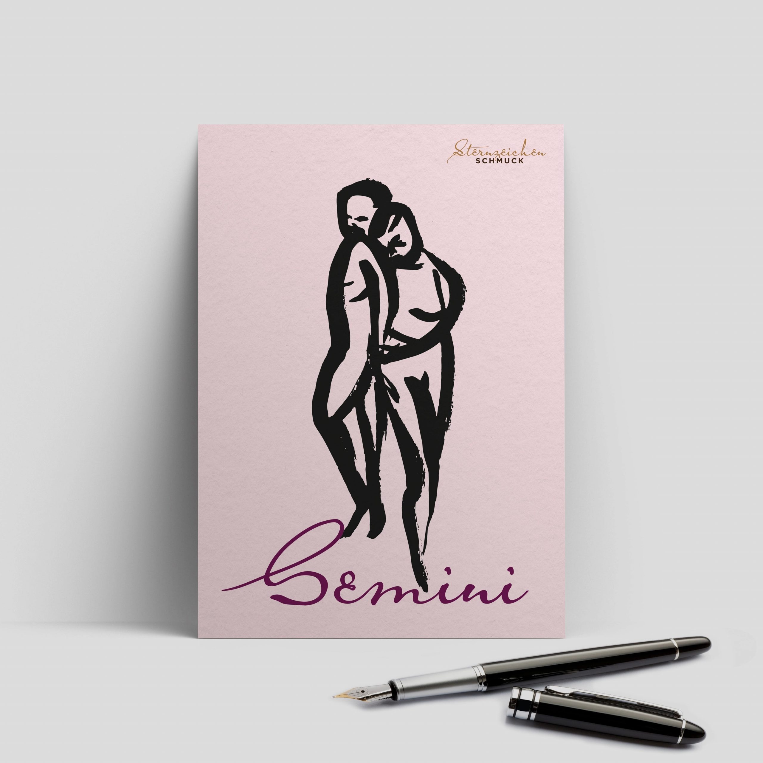 Zwillinge Ohrring, Anhänger klein, 925er Silber 9 Postkarte Gemini, Zwilling Sternzeichen