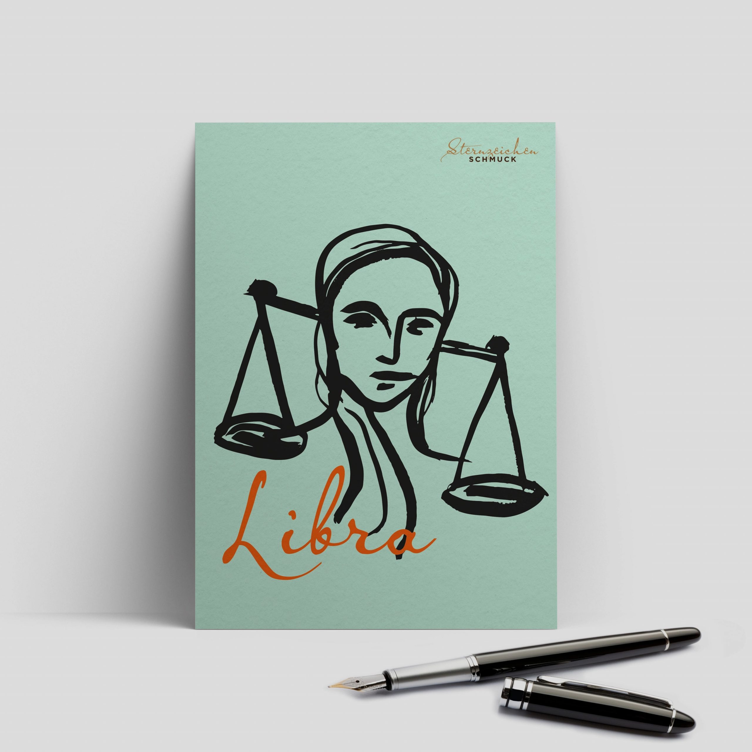 Waage Ohrring, Anhänger klein, 925er Silber 9 Postkarte Libra, Waage Sternzeichen-Schmuck