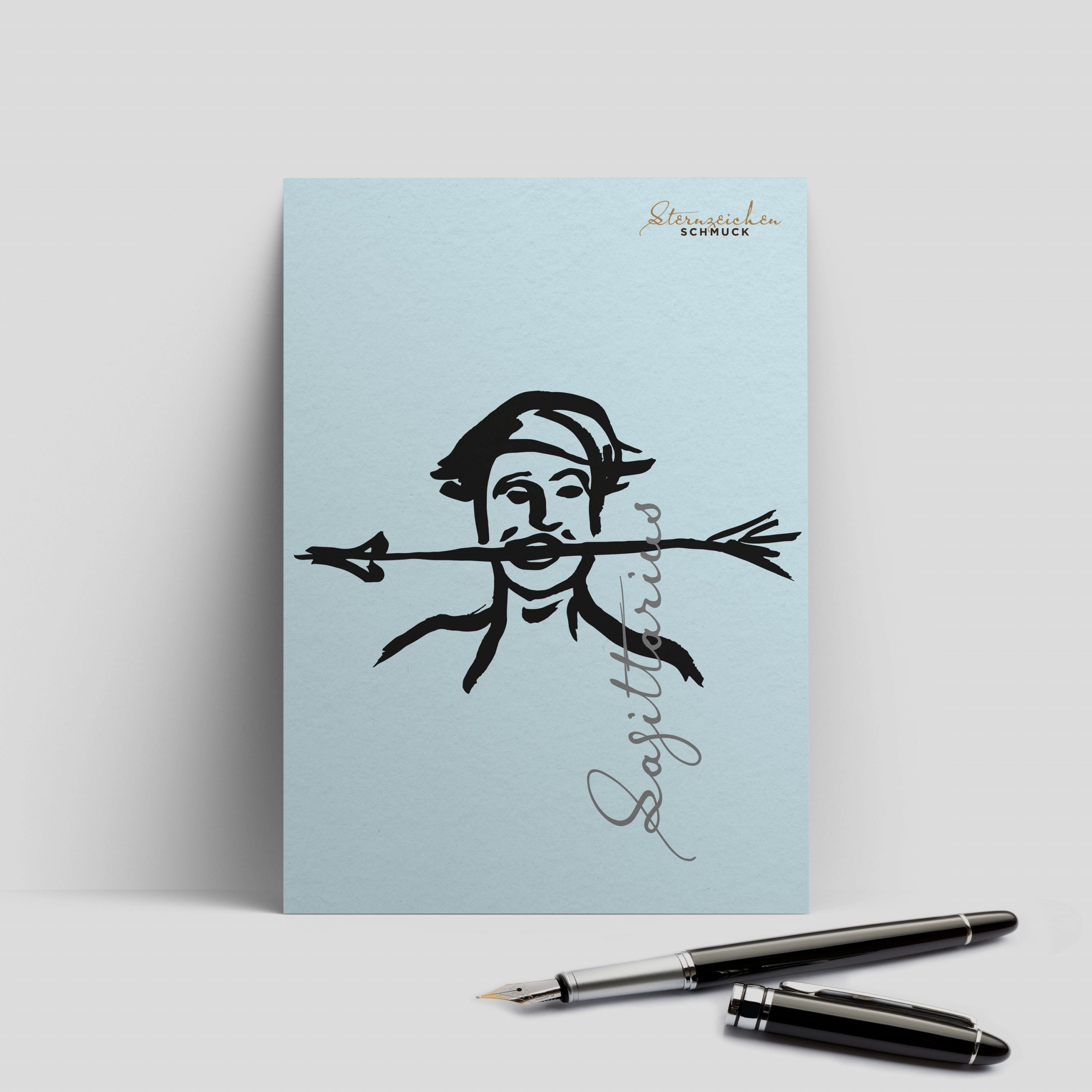 Schütze Anhänger groß, 925er Silber 4 Postkarte Sagittarius, Schütze von Sternzeichen Schmuck