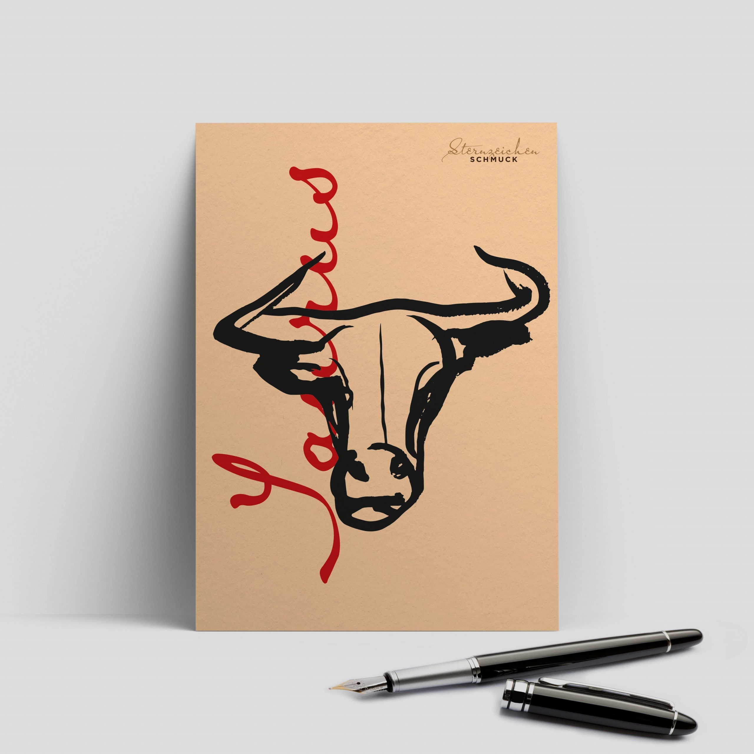 Stier Ohrring, Anhänger klein, 925er Silber 9 Taurus, Stier Postkarte