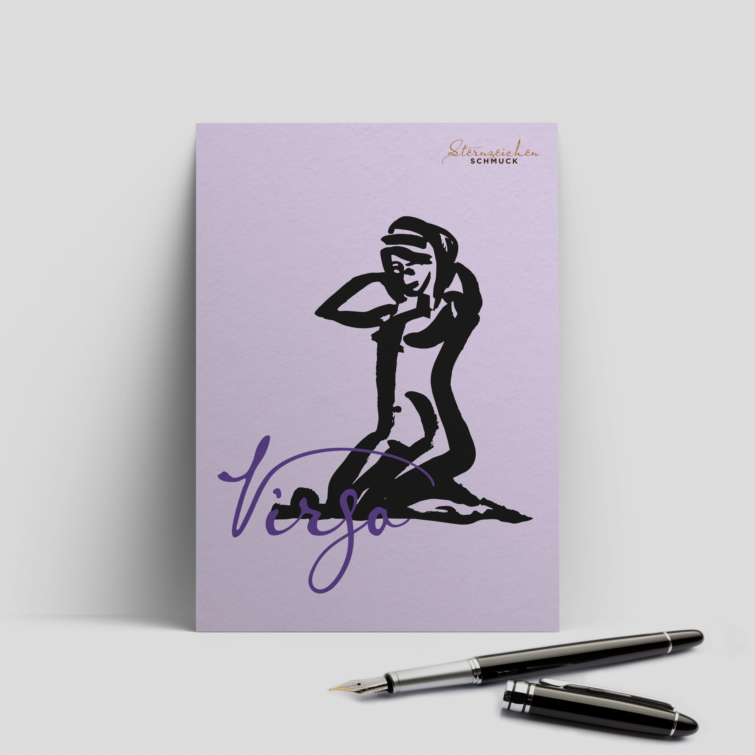 Jungfrau Charm, Anhänger klein, 585er Gold 4 Postkarte Virgo, Jungfrau Sternzeichen Schmuck