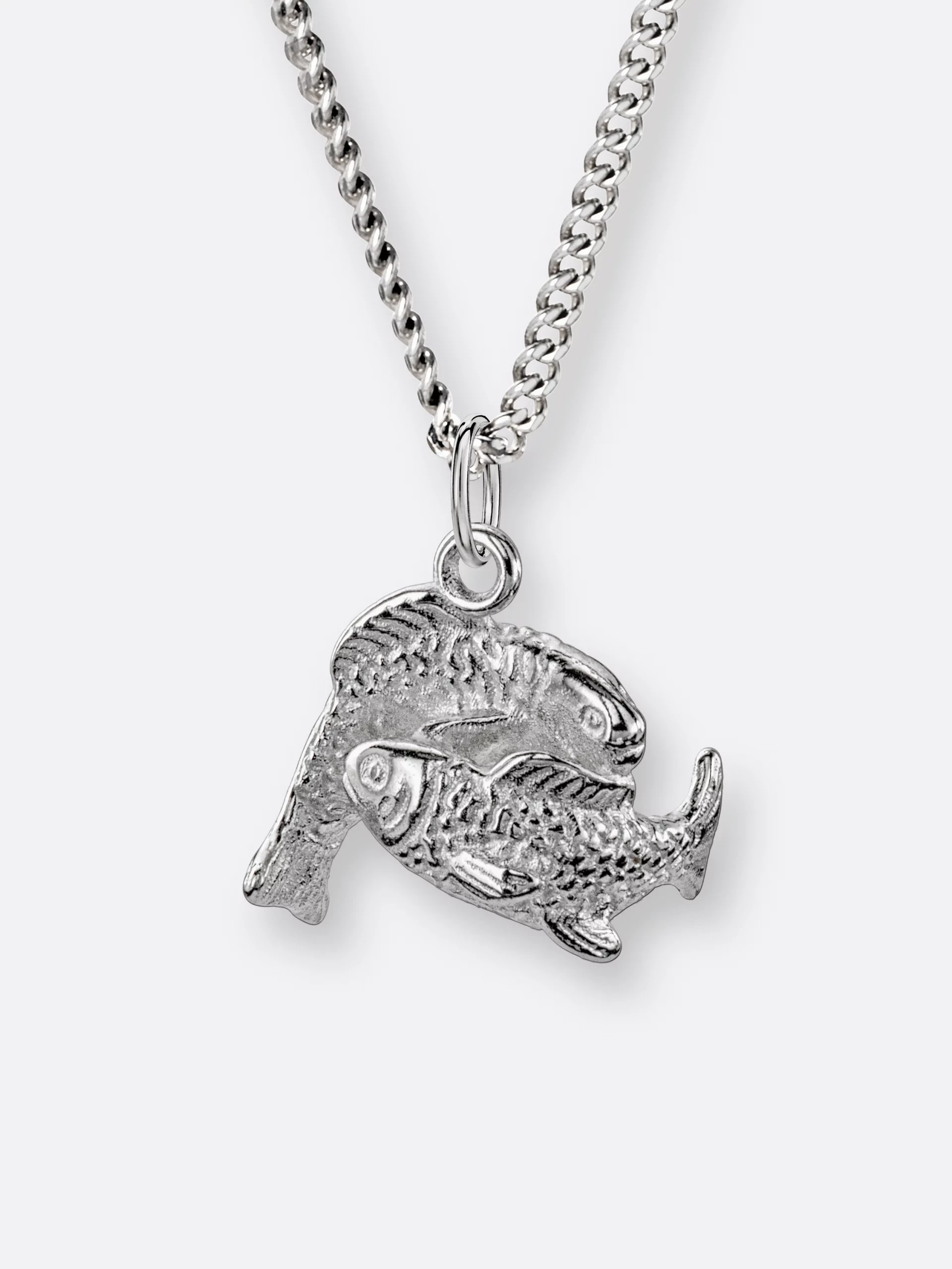 Fische-Kette mit Anhänger groß, Silber