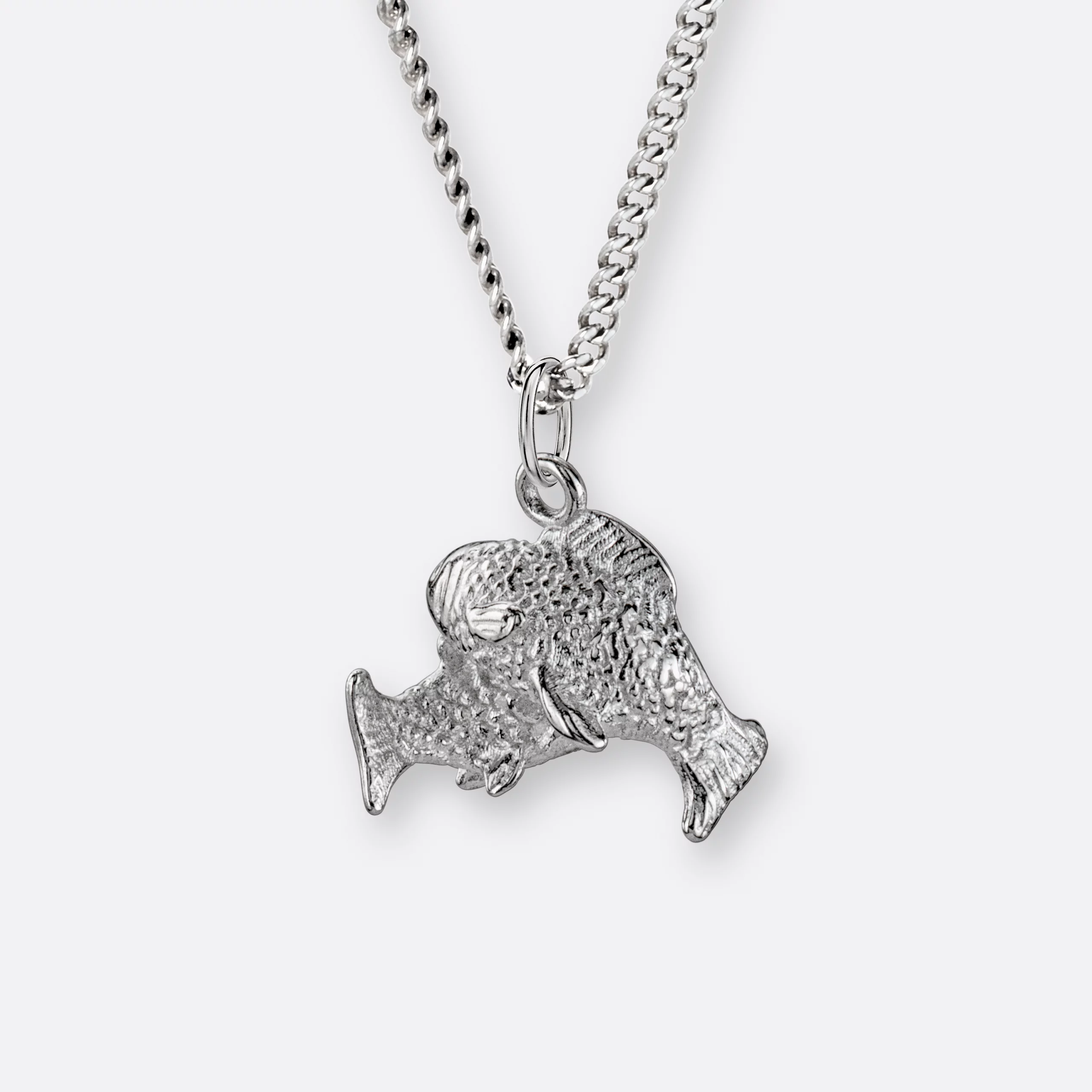 Fische Halskette, Anhänger groß, 925er Silber 2 Fische Halskette mit Sternzeichen-Anhänger groß, Silber, Hinten