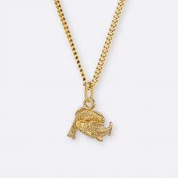 Fische Sternzeichenkette mit Anhänger klein, Gold, Vorne