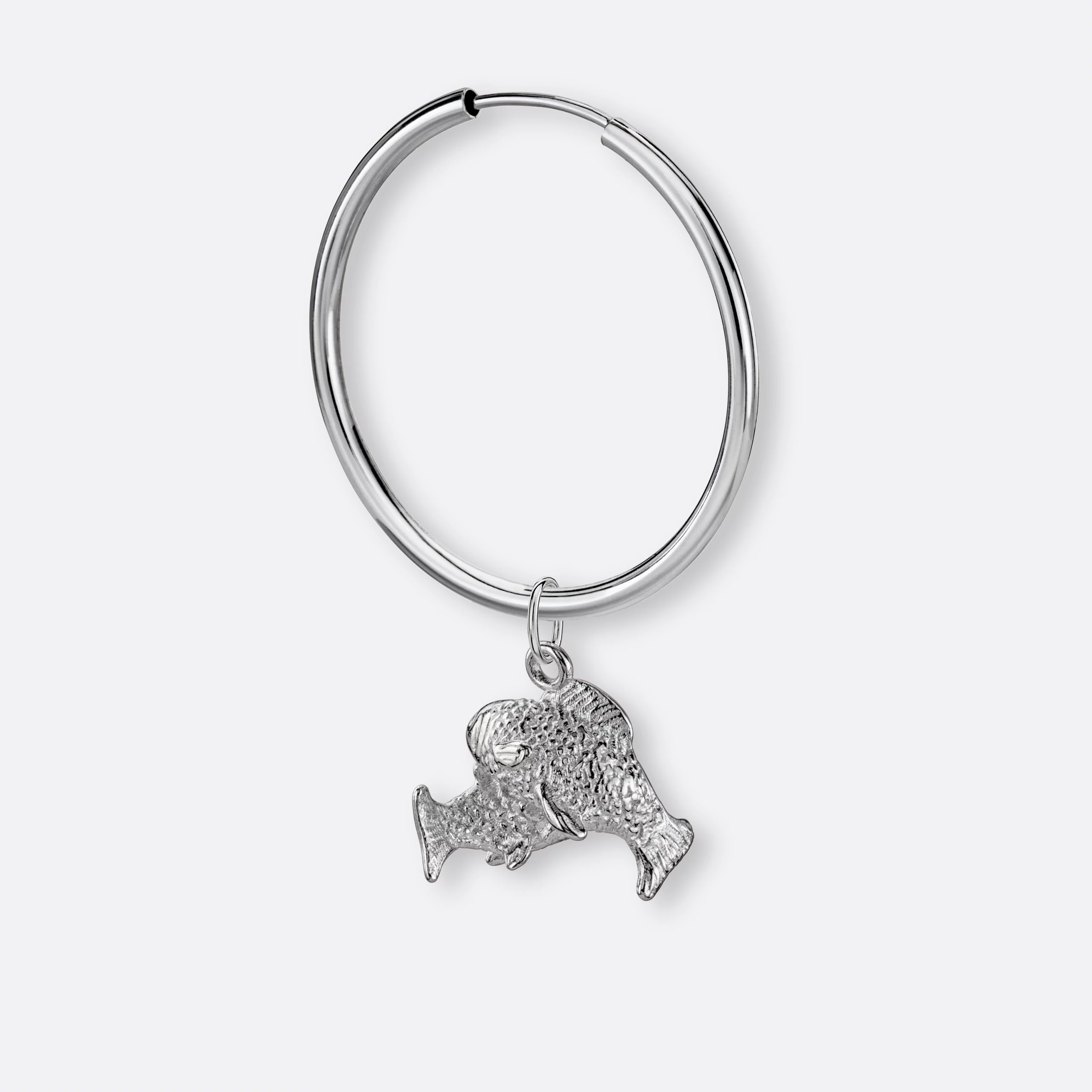 Fische Ohrring, Anhänger groß, 925er Silber 9 Fische Ohrring-Creole groß mit Sternzeichen-Anhänger groß, Silber, Seite