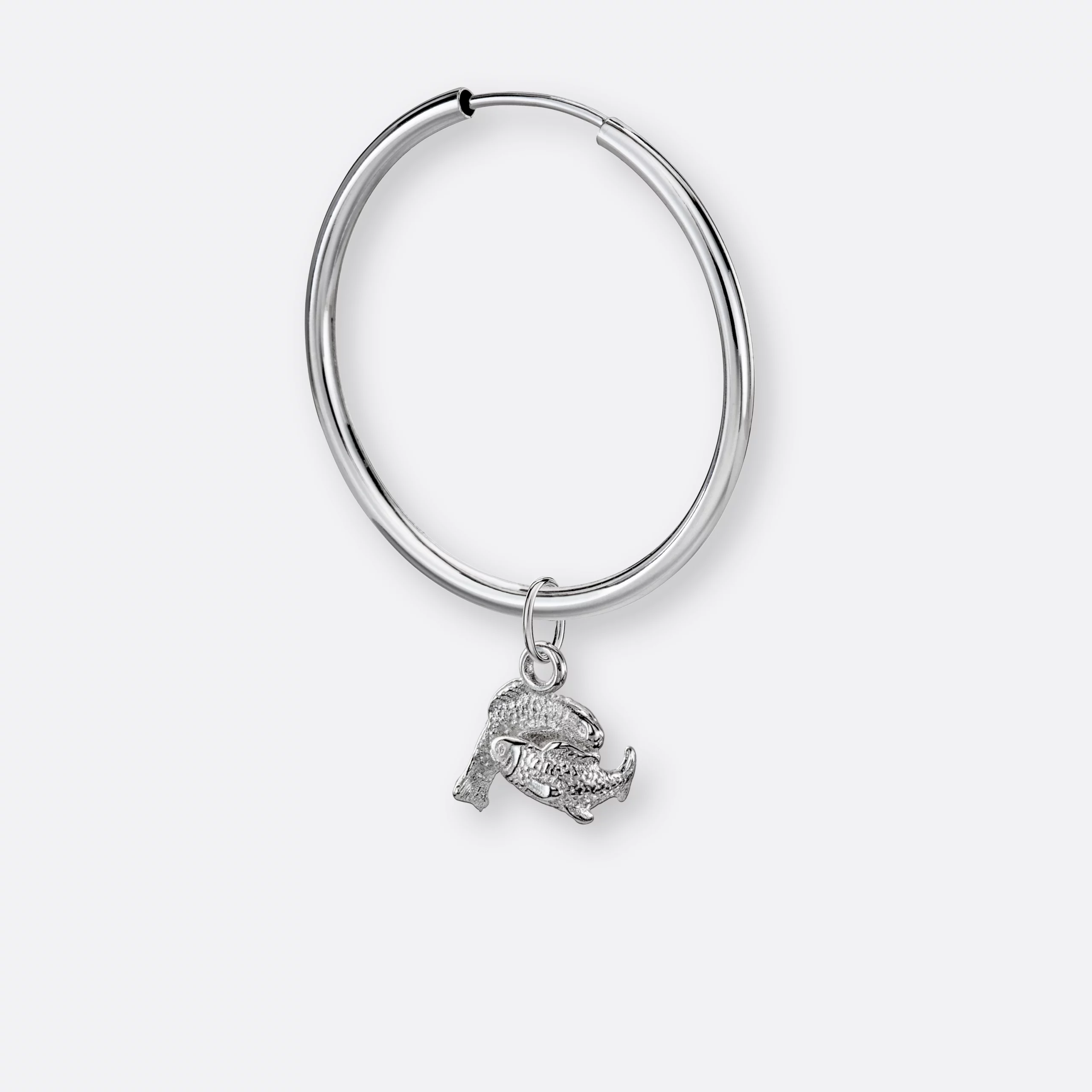 Fische Ohrring, Anhänger klein, 925er Silber 2 Fische Ohrring groß mit Anhänger klein, Silber, Vorne