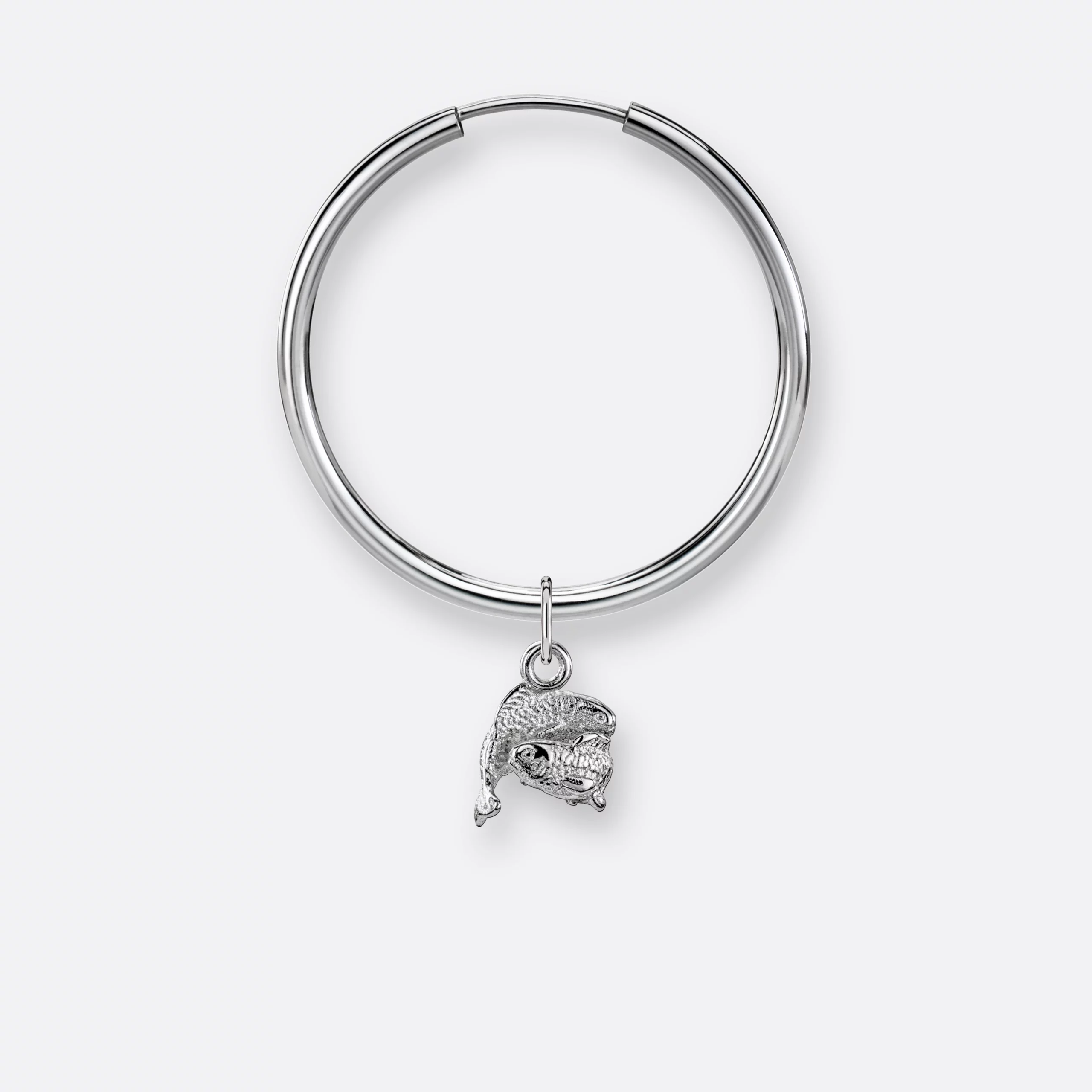 Fische Ohrring, Anhänger klein, 925er Silber 4 Fische Ohrring-Creole groß mit Sternzeichen-Anhänger klein, Silber, Vorne