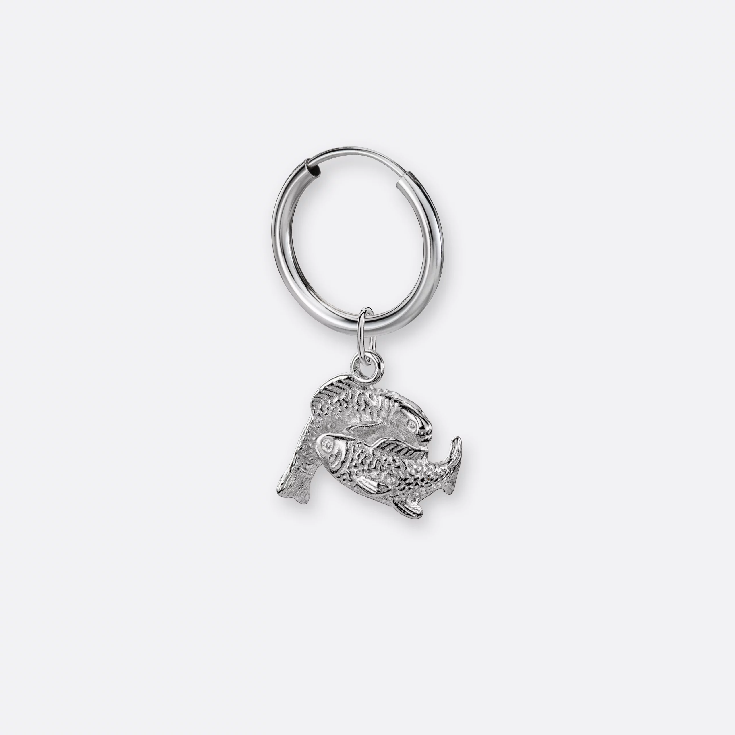 Fische Ohrring, Anhänger groß, 925er Silber 4 Fische Ohrring Creole klein mit Sternzeichen Anhänger groß, Silber