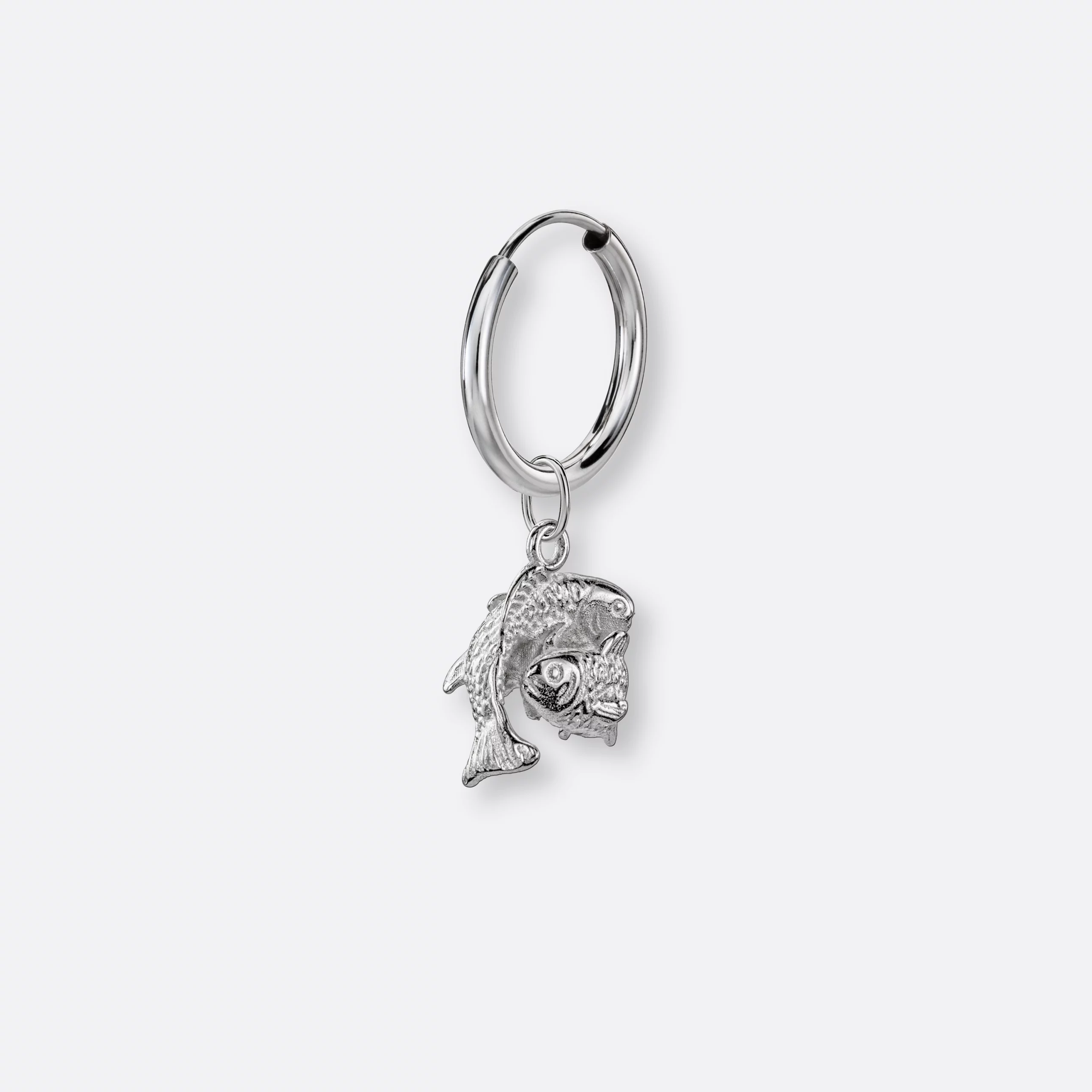 Fische Ohrring, Anhänger groß, 925er Silber 6 Fische Ohrring-Creole klein mit Anhänger groß, Silber, Seite