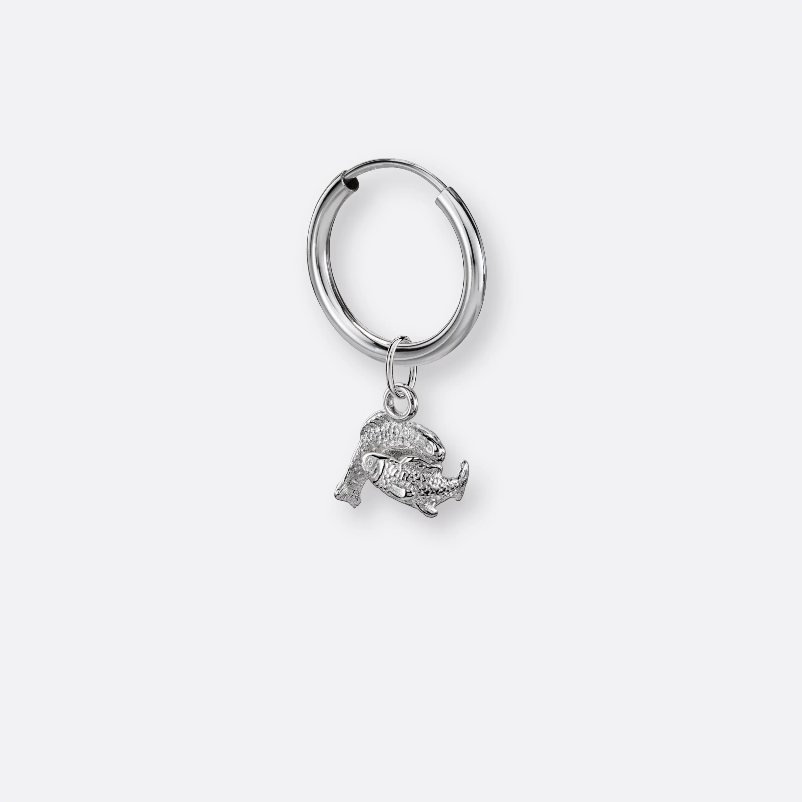 Fische Ohrring, Anhänger klein, 925er Silber 6 Fische Ohrring-Creole klein mit Anhänger klein, Silber, Seite