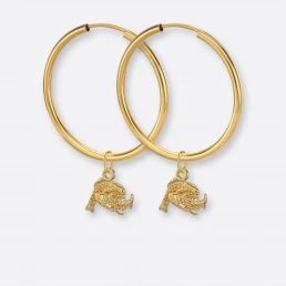 Fische Ohrring, Anhänger klein, 585er Gold 3 Fische Ohrring-Creolen groß mit Sternzeichen-Anhängern klein, Gold, Paar