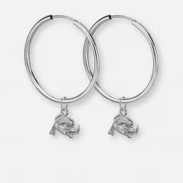 Fische Ohrring, Anhänger klein, 925er Silber 2 Fische Ohrring Creolen groß mit Sternzeichen-Anhängern klein, Silber, Paar