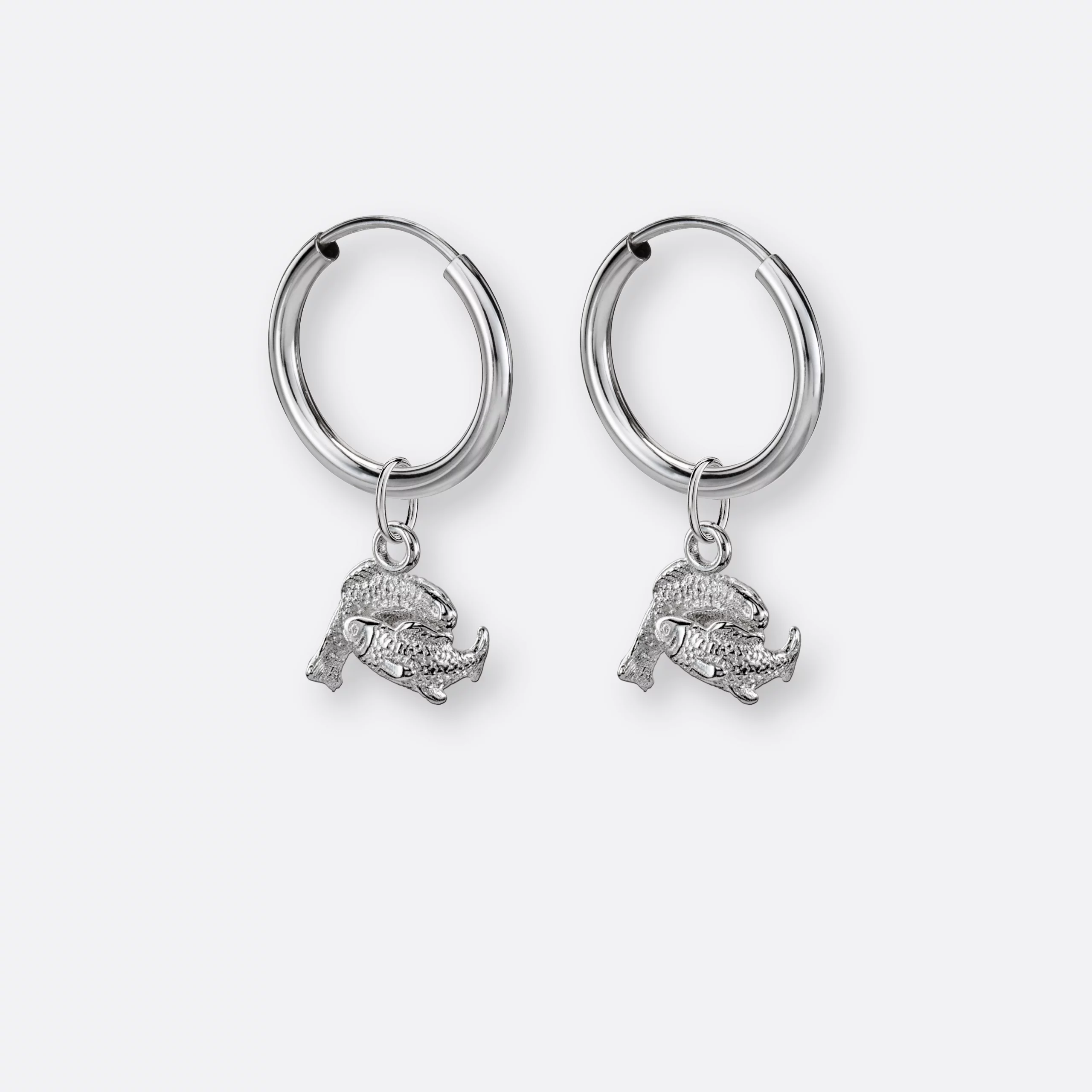 Fische Ohrring, Anhänger klein, 925er Silber 5 Fische Ohrring klein mit Sternzeichen-Anhängern klein, Silber, Paar