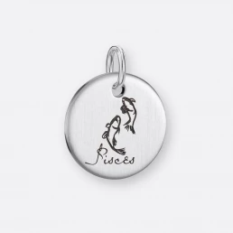 Fische Anhänger, Gravur, 925er Silber 12 Fische Anhänger-Coin mit Gravur, Silber, Vorne