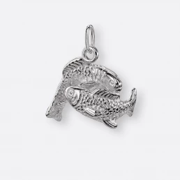 Fische Anhänger groß, 925er Silber 14 Fische Sternzeichen Anhänger, groß, Silber, Seite