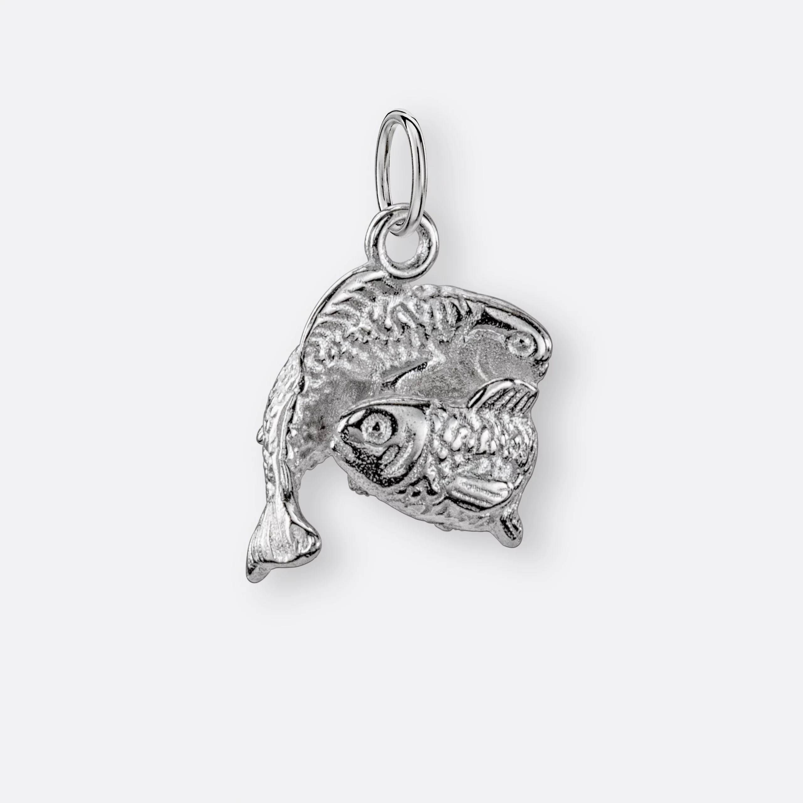 Fische Anhänger groß, 925er Silber 2 Fische Sternzeichen-Anhänger, groß, Silber, Seite