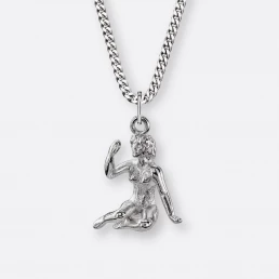 Jungfrau Kette mit Sternzeichen Anhänger groß, Silber, Vorne