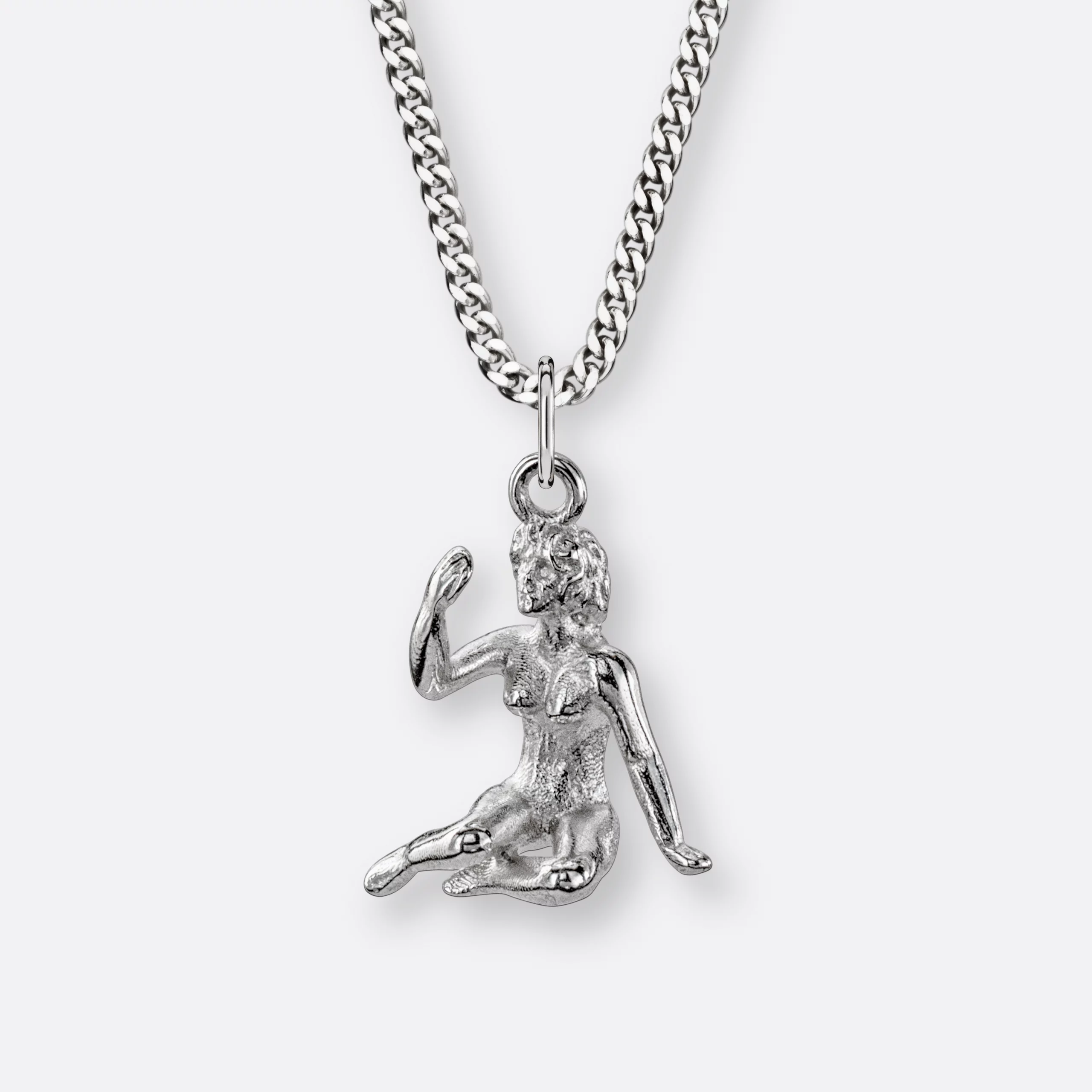 Jungfrau Kette mit Sternzeichen Anhänger groß, Silber, Vorne