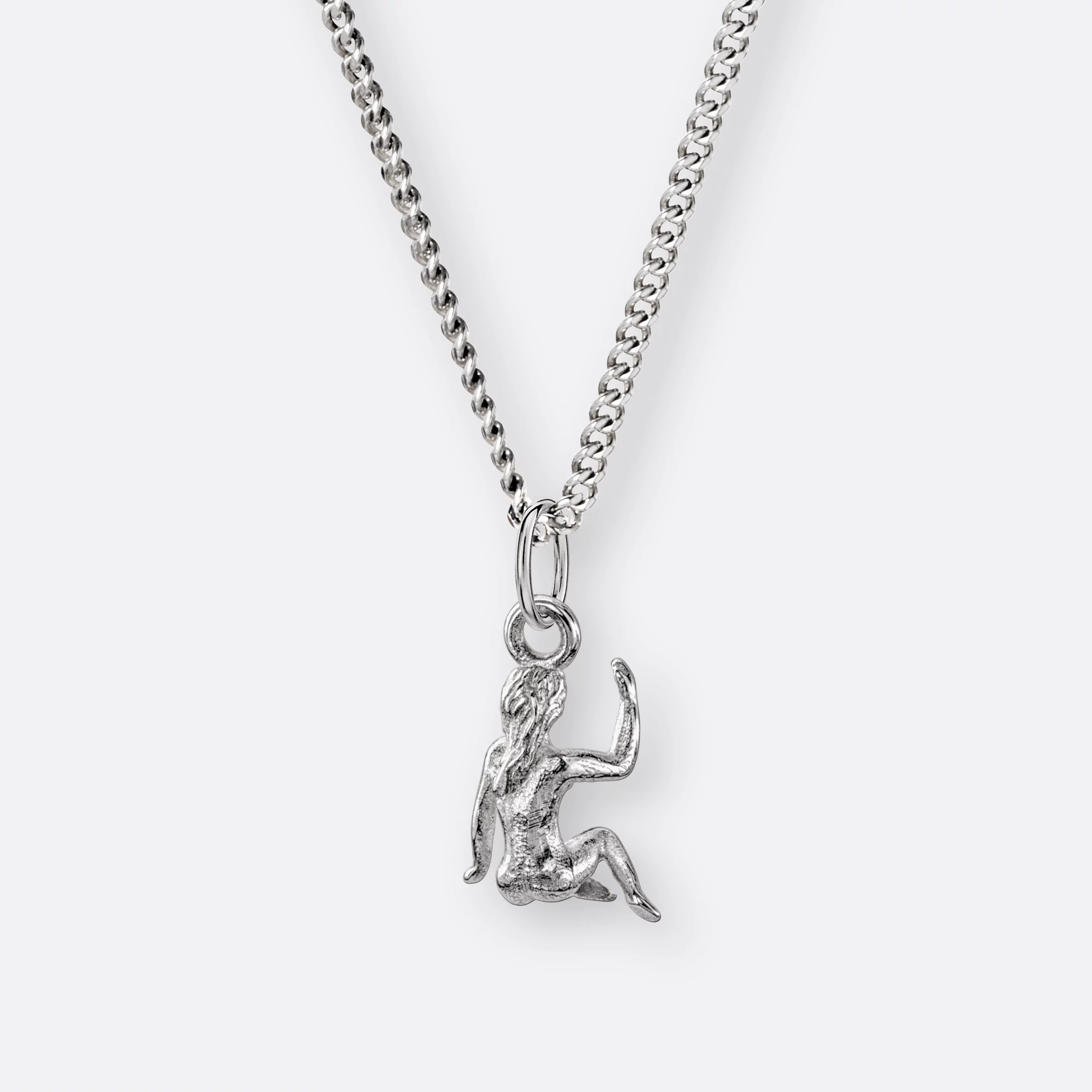 Jungfrau Kette, Anhänger klein, 925er Silber 2 Jungfrau-Kette mit Sternzeichen Anhänger klein, Silber, Hinten