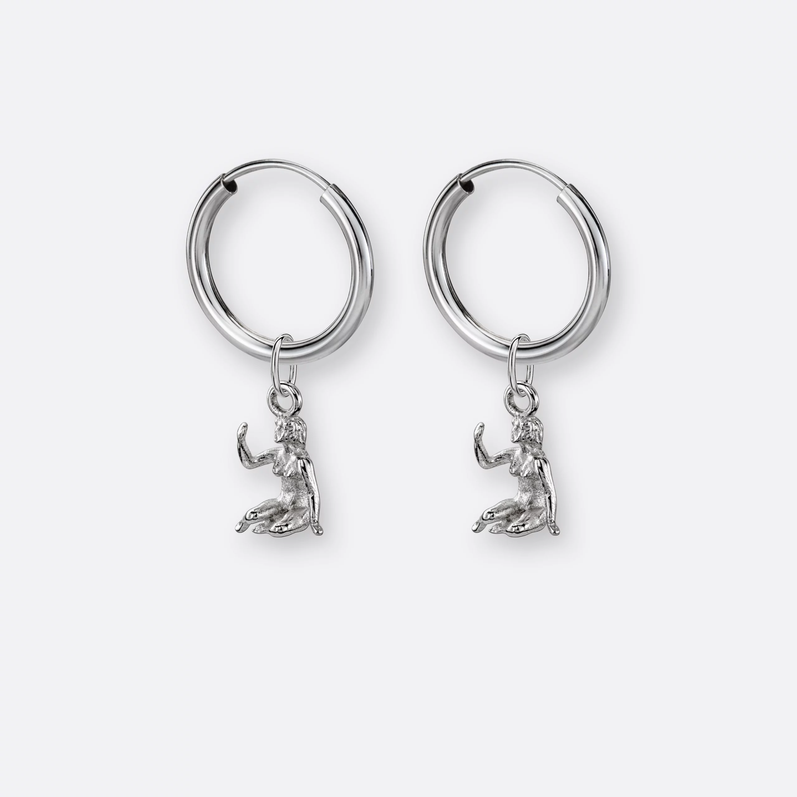 Jungfrau Ohrring, Anhänger klein, 925er Silber 5 Jungfrau Ohrring-Creole klein mit Anhänger klein, Silber, Paar, Vorne