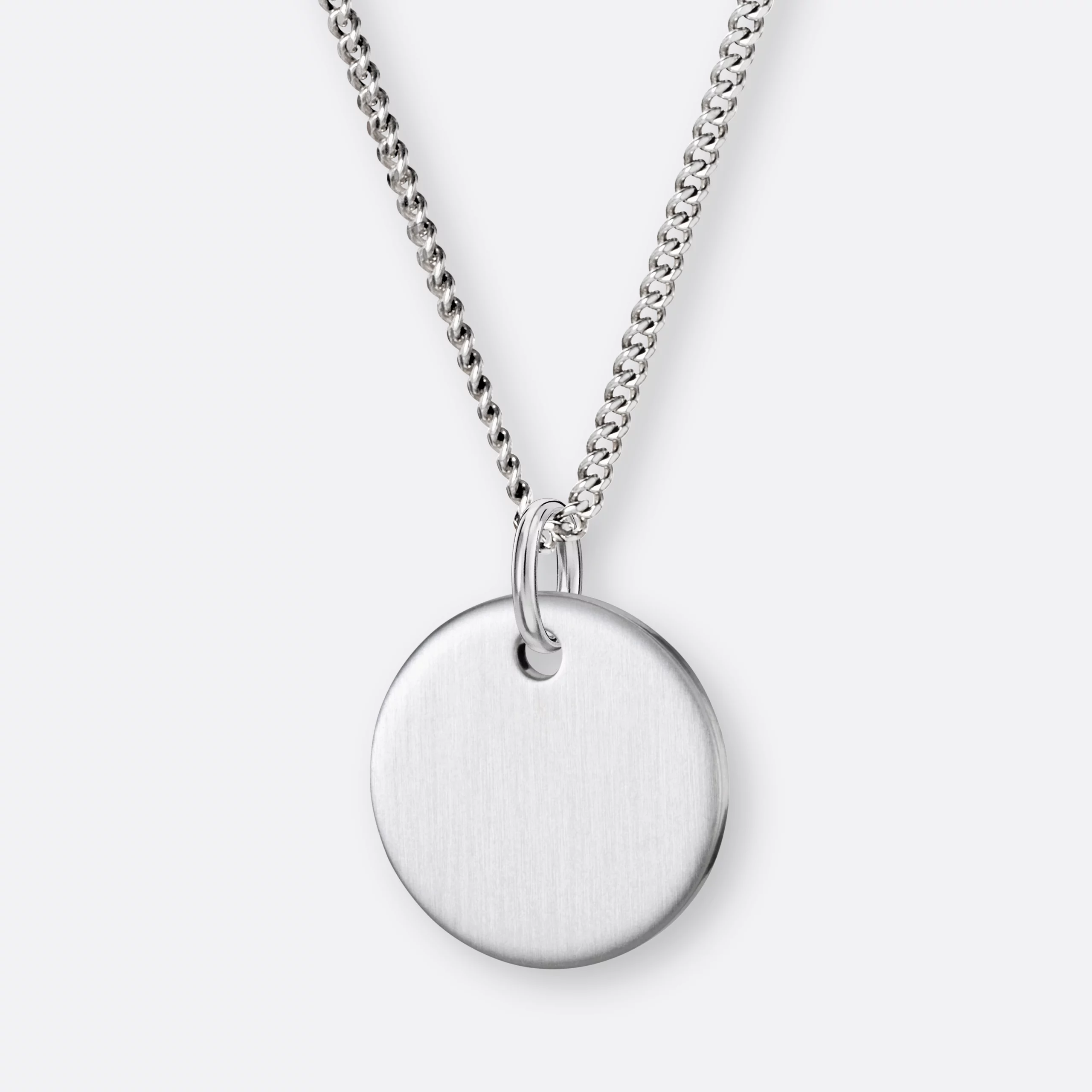 Halskette mit Gravurplättchen Anhänger blanko, Silber 925/– 20 14mm blanko Gravurplättchen mit Halskette in Silber
