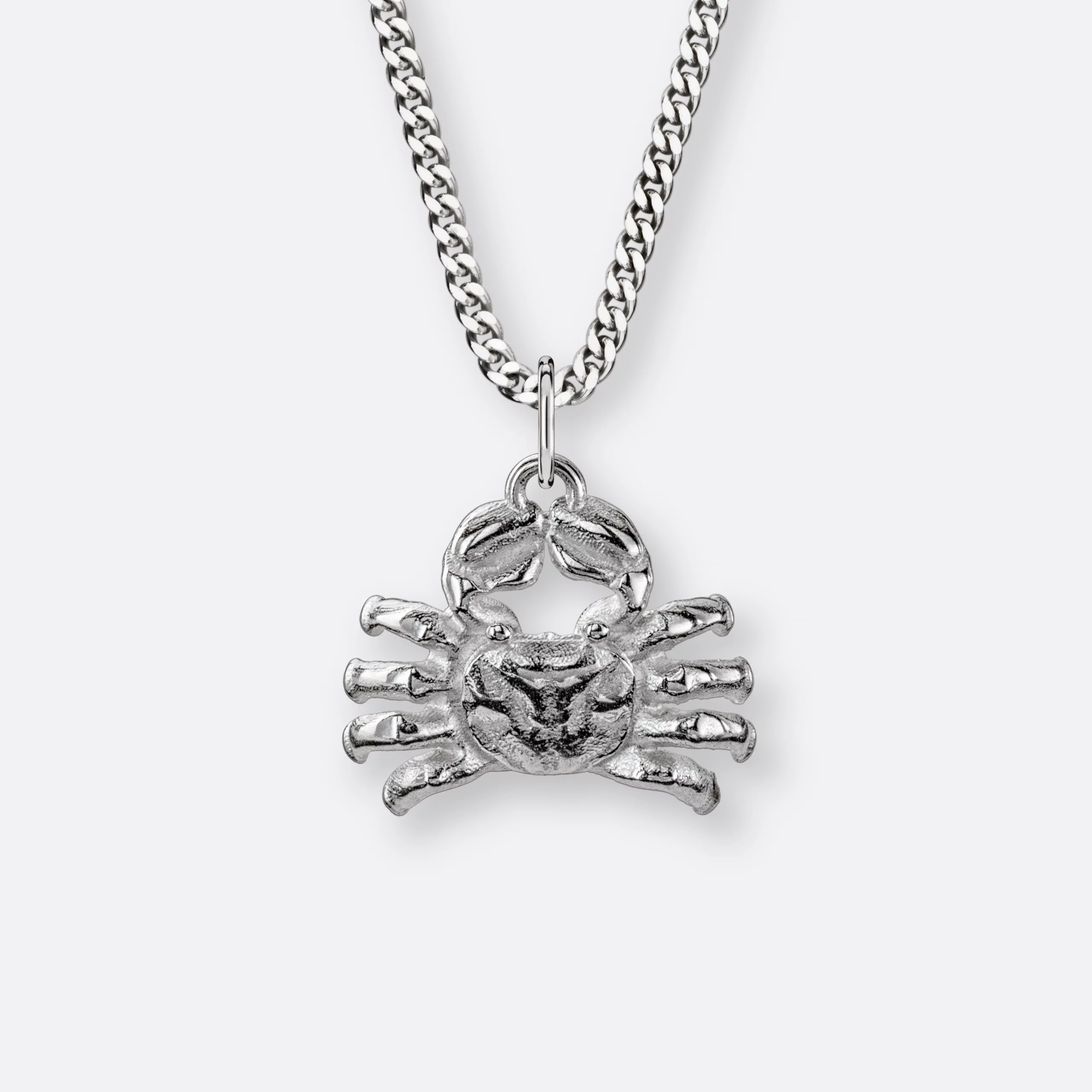 Krebs Sternzeichen-Kette mit Anhänger groß, Silber, Vorne