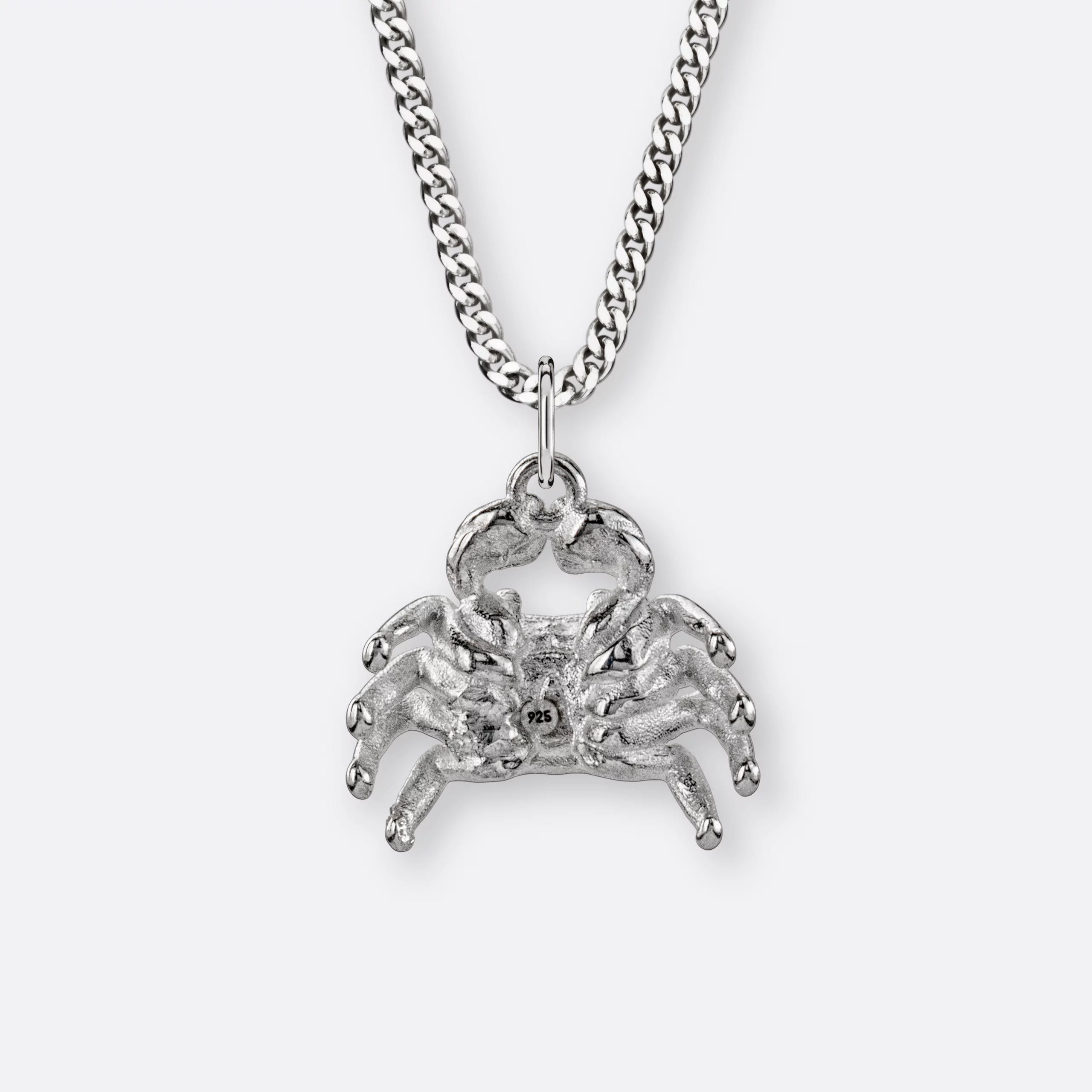 Krebs Halskette, Anhänger groß, 925er Silber 3 Krebs Kette mit Sternzeichen Anhänger groß, Silber, Hinten