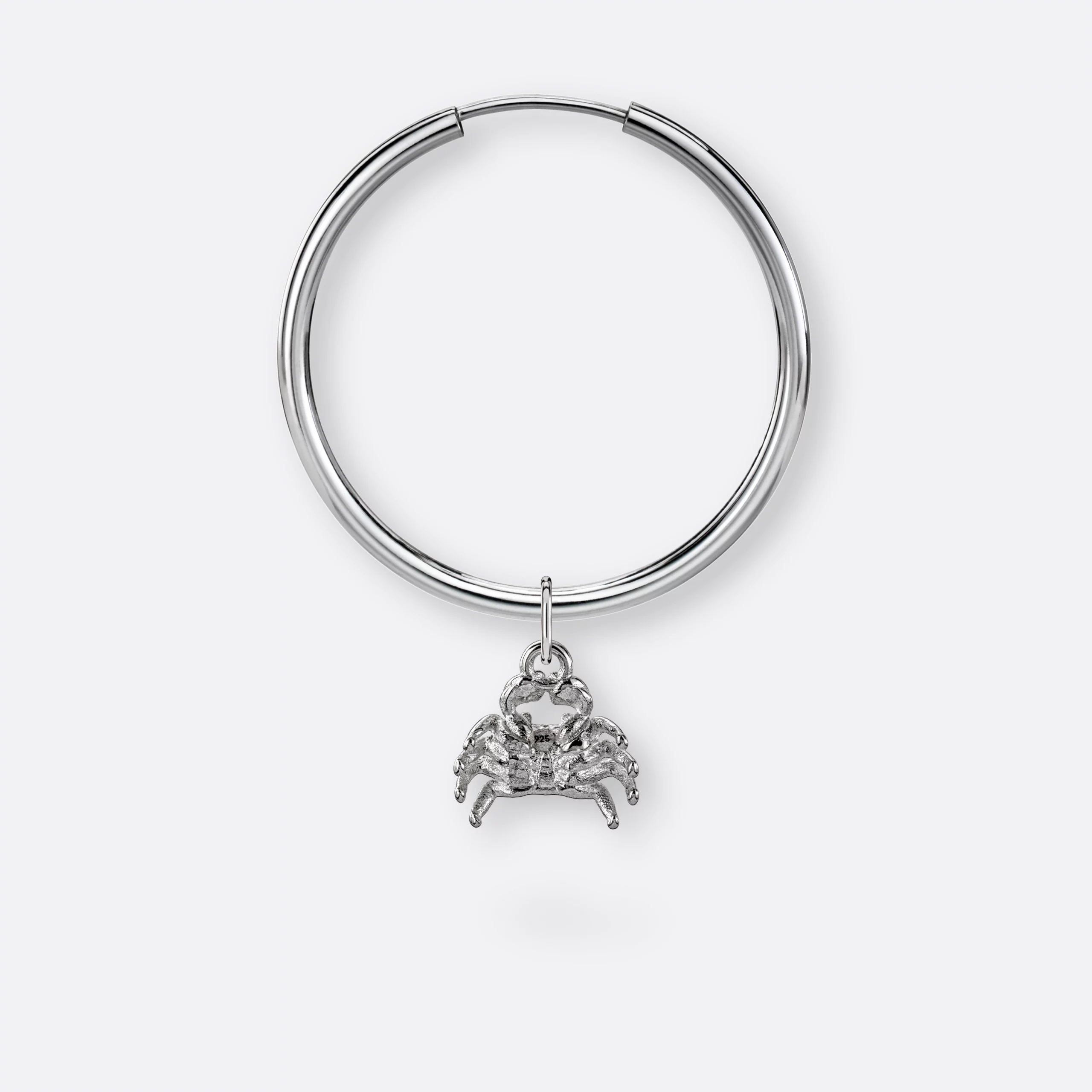 Krebs Ohrring, Anhänger klein, 925er Silber 7 Krebs Ohrring-Creole groß mit Sternzeichen Anhänger klein, Silber, Hinten