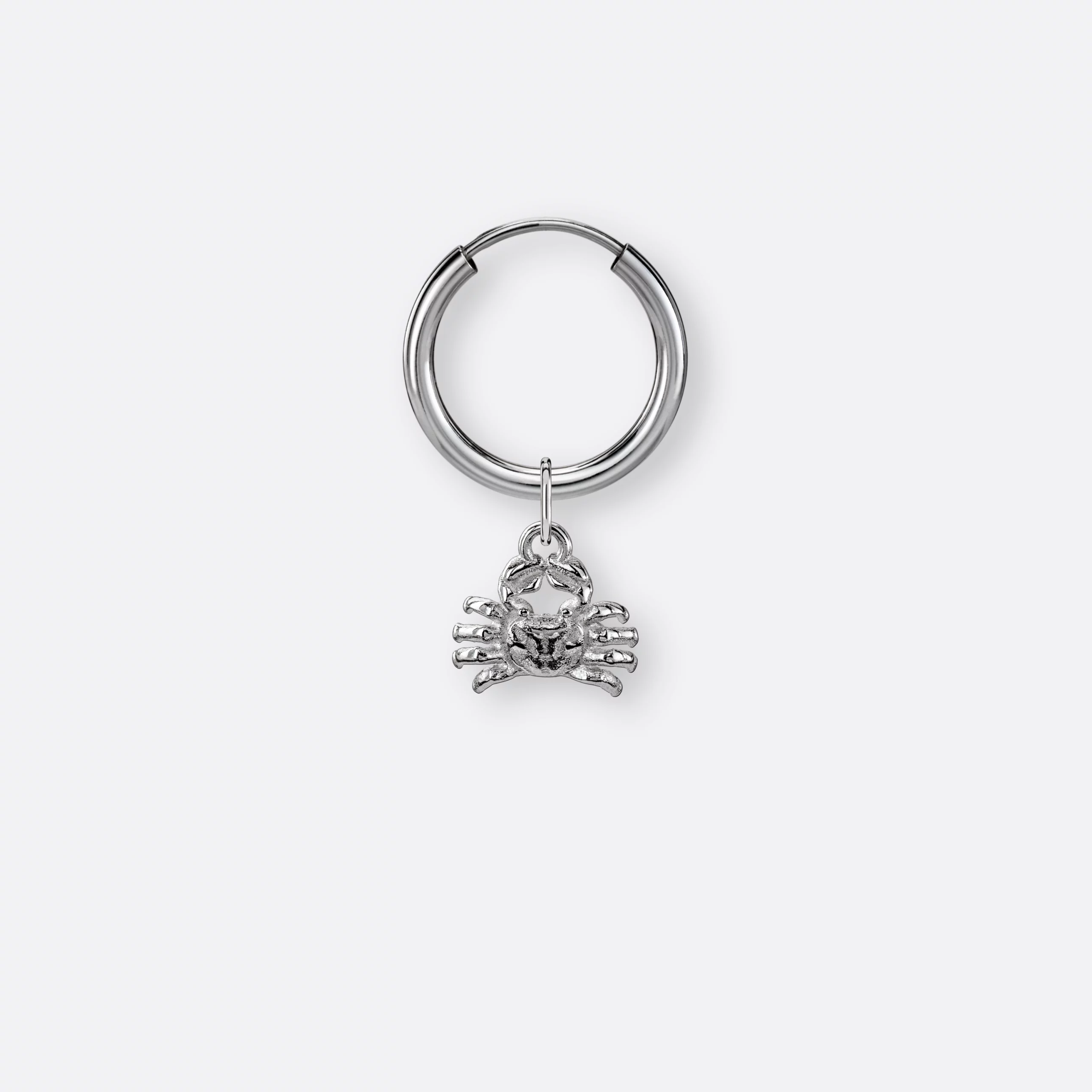 Krebs Ohrring, Anhänger klein, 925er Silber 3 Krebs Ohrring-Creole klein mit Sternzeichen Anhänger klein, Silber, Vorne