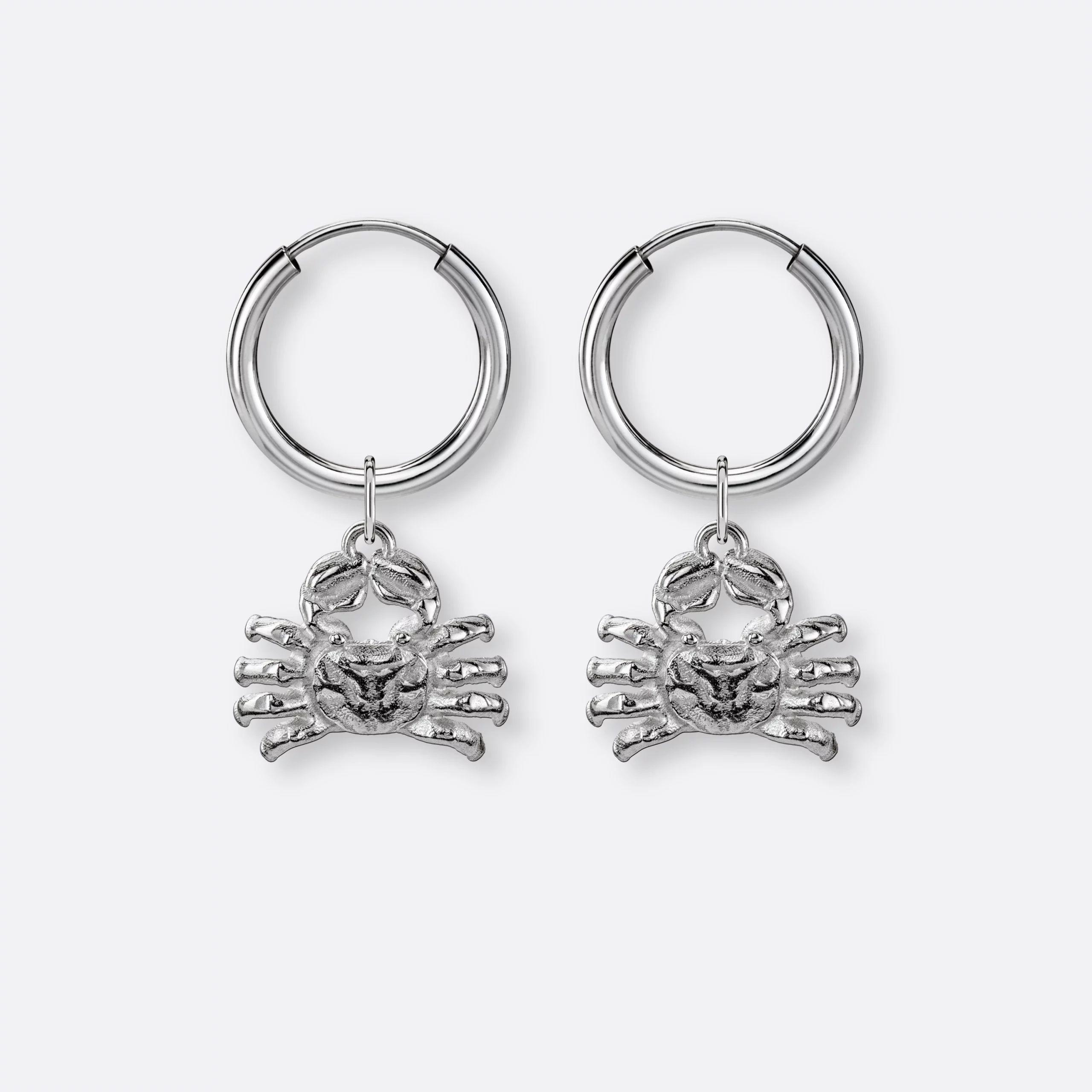 Krebs Ohrring, Anhänger groß, 925er Silber 14 Krebs Ohrringe klein mit Sternzeichen-Anhängern groß, Silber, Paar, Vorne