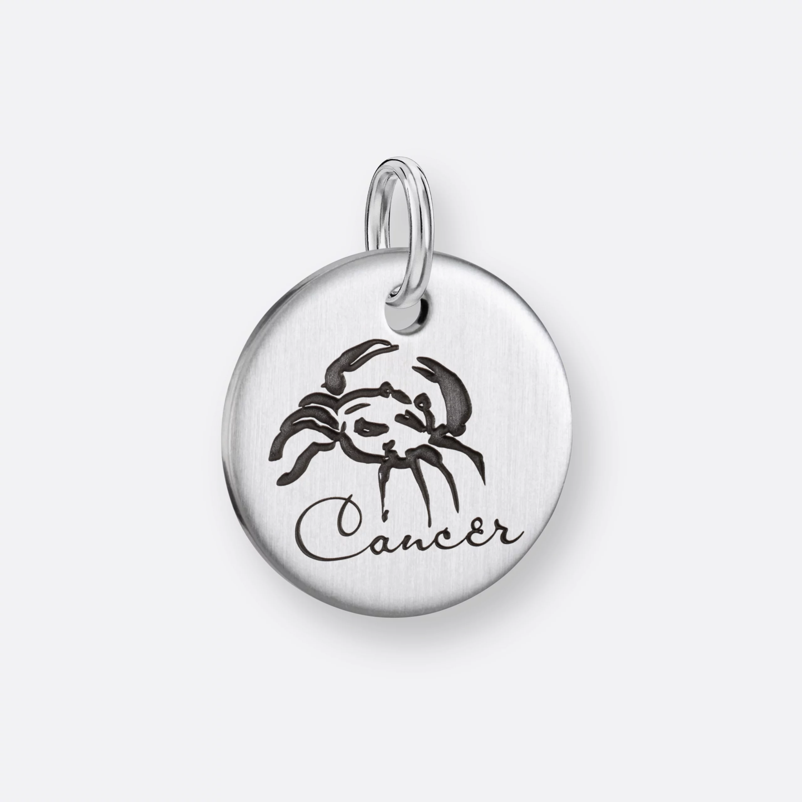 Krebs Anhänger Anhänger, Coin mit Gravur, Silber, Vorne
