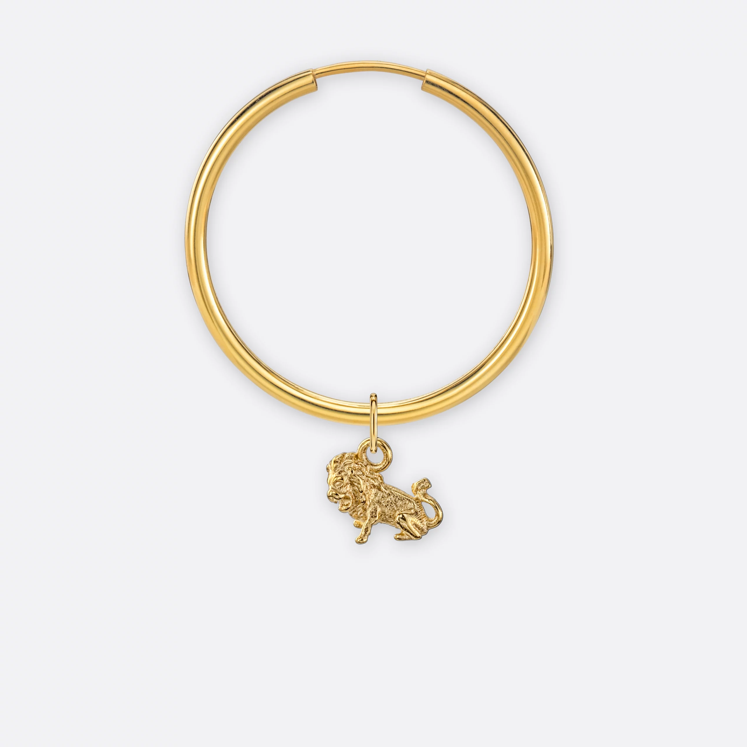 Löwe Ohrring, Anhänger klein, 585er Gold 2 Löwe Ohrring-Creole groß mit Sternzeichen-Anhänger klein, Gold, Vorne