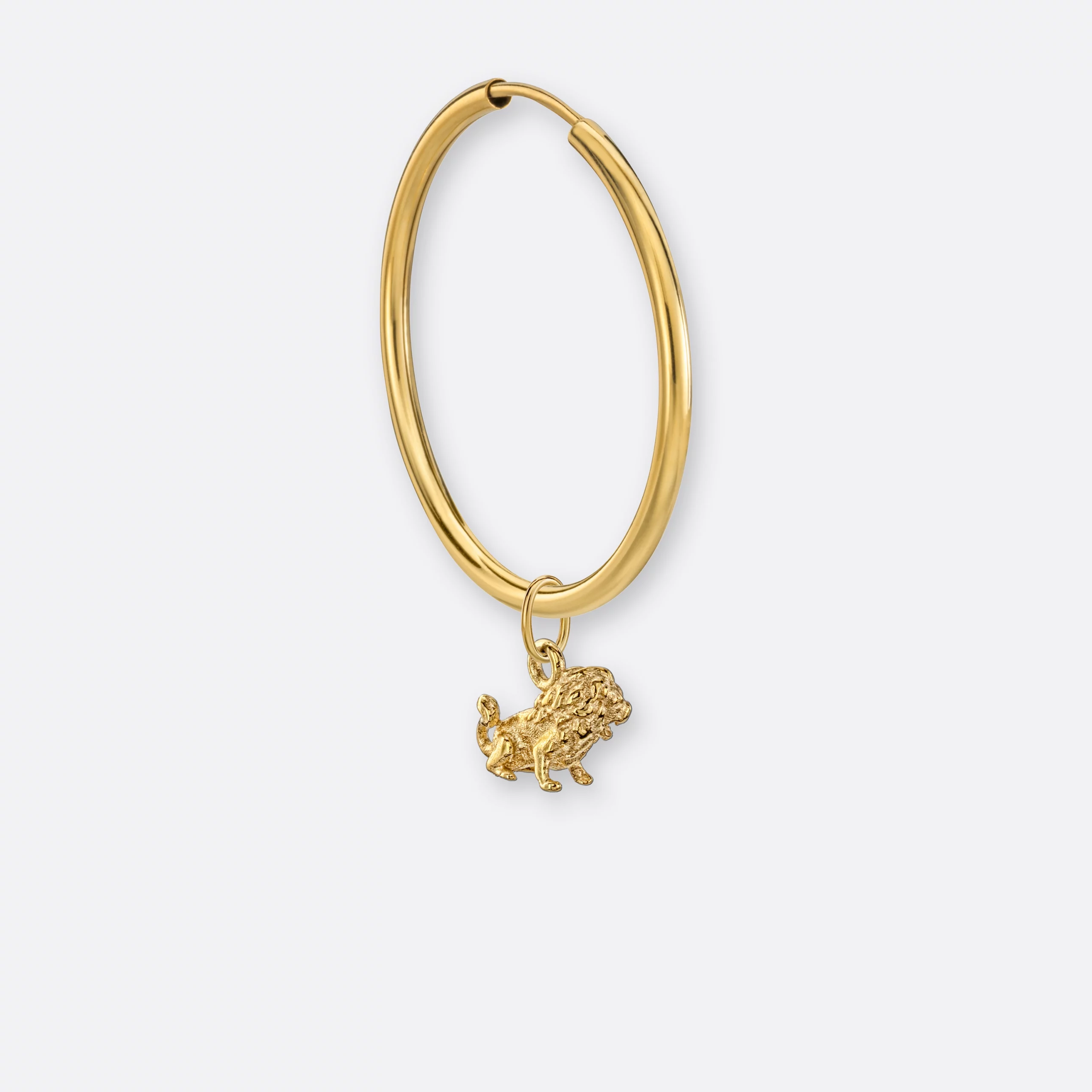 Löwe Ohrring, Anhänger klein, 585er Gold 3 Löwe Ohrring Creole groß mit Anhänger klein, Gold, Seite