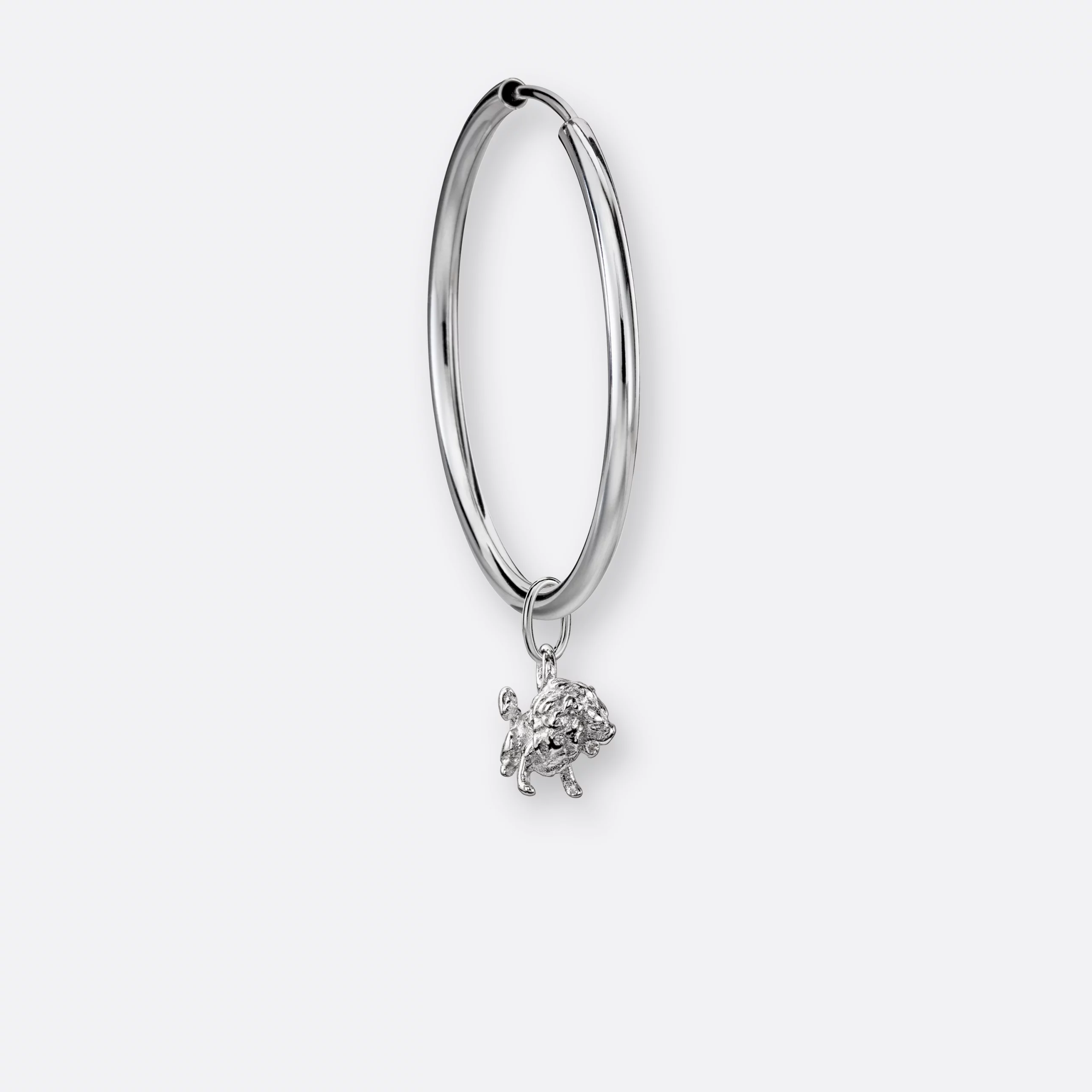 Löwe Ohrring, Anhänger klein, 925er Silber 4 Löwe Ohrring -Creole klein mit Sternzeichen Anhänger klein, Silber, Seite