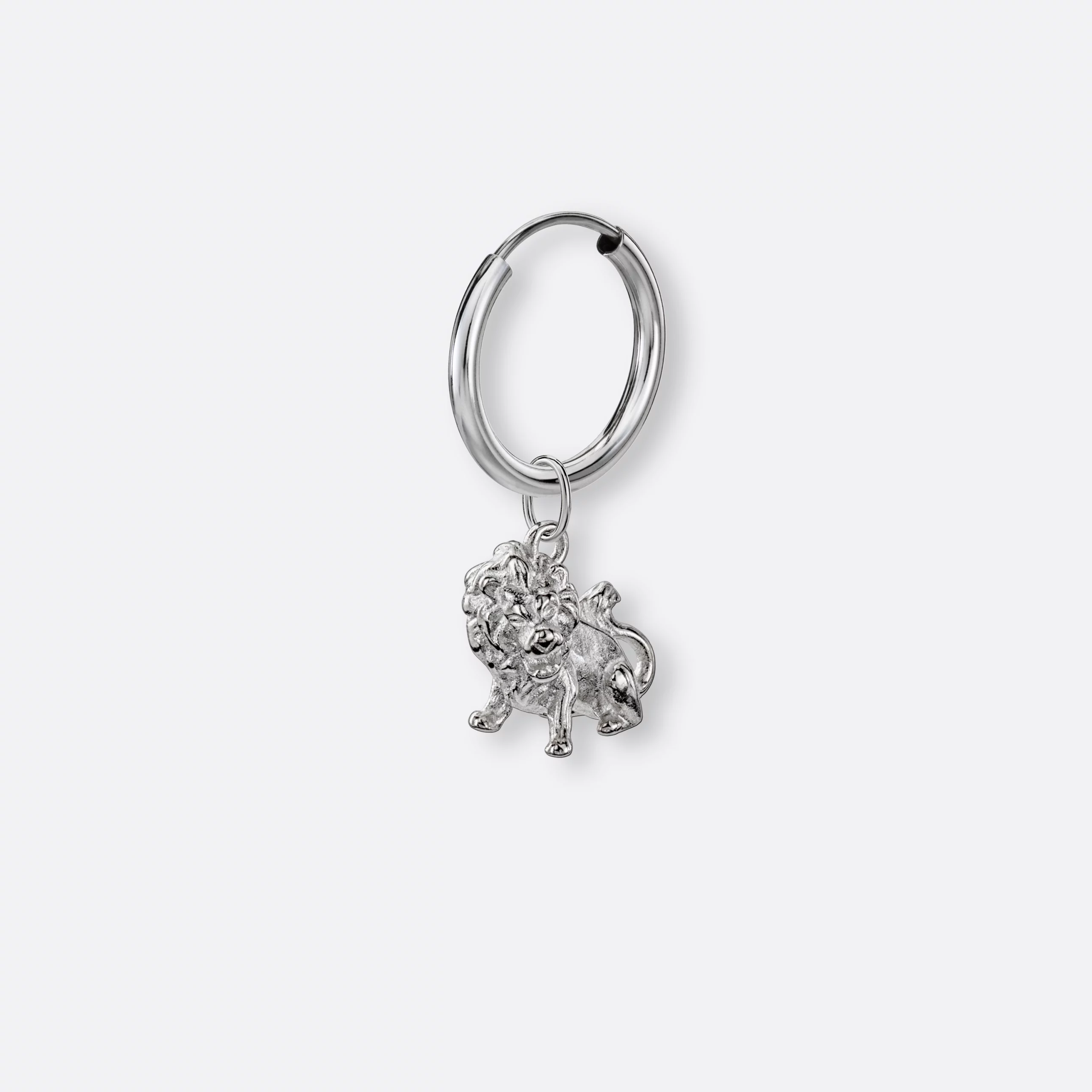Löwe Ohrring, Anhänger groß, 925er Silber 4 Löwe Ohrring Creole klein mit Sternzeichen Anhänger groß, Silber, Variante
