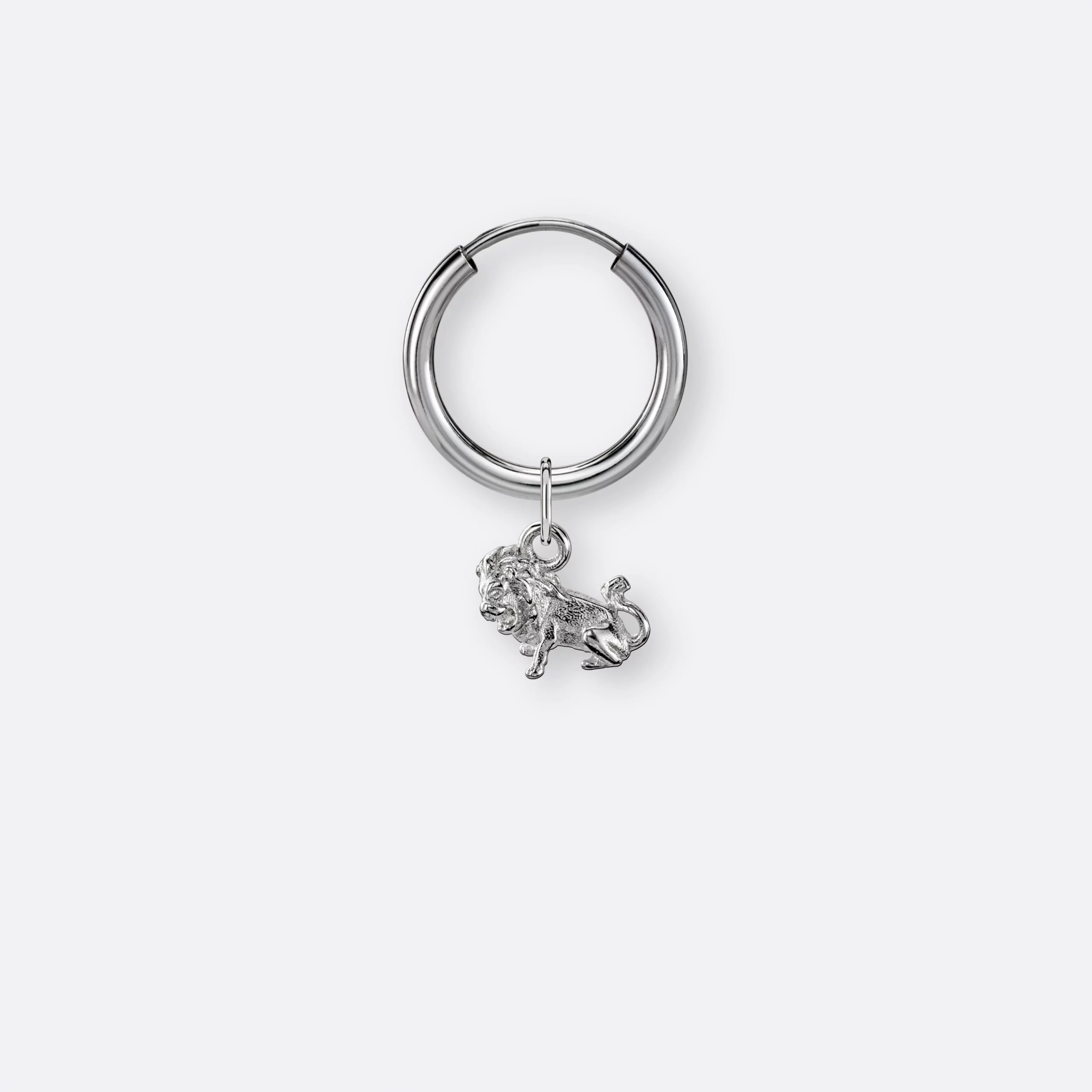 Löwe Ohrring, Anhänger klein, 925er Silber 6 Löwe Ohrring-Creole klein mit Sternzeichen Anhänger klein, Silber, Variante
