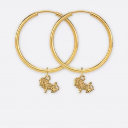 Löwe Ohrring, Anhänger klein, 585er Gold 17 Löwe Ohrring groß mit Sternzeichen-Anhänger klein, Gold, Paar, Vorne