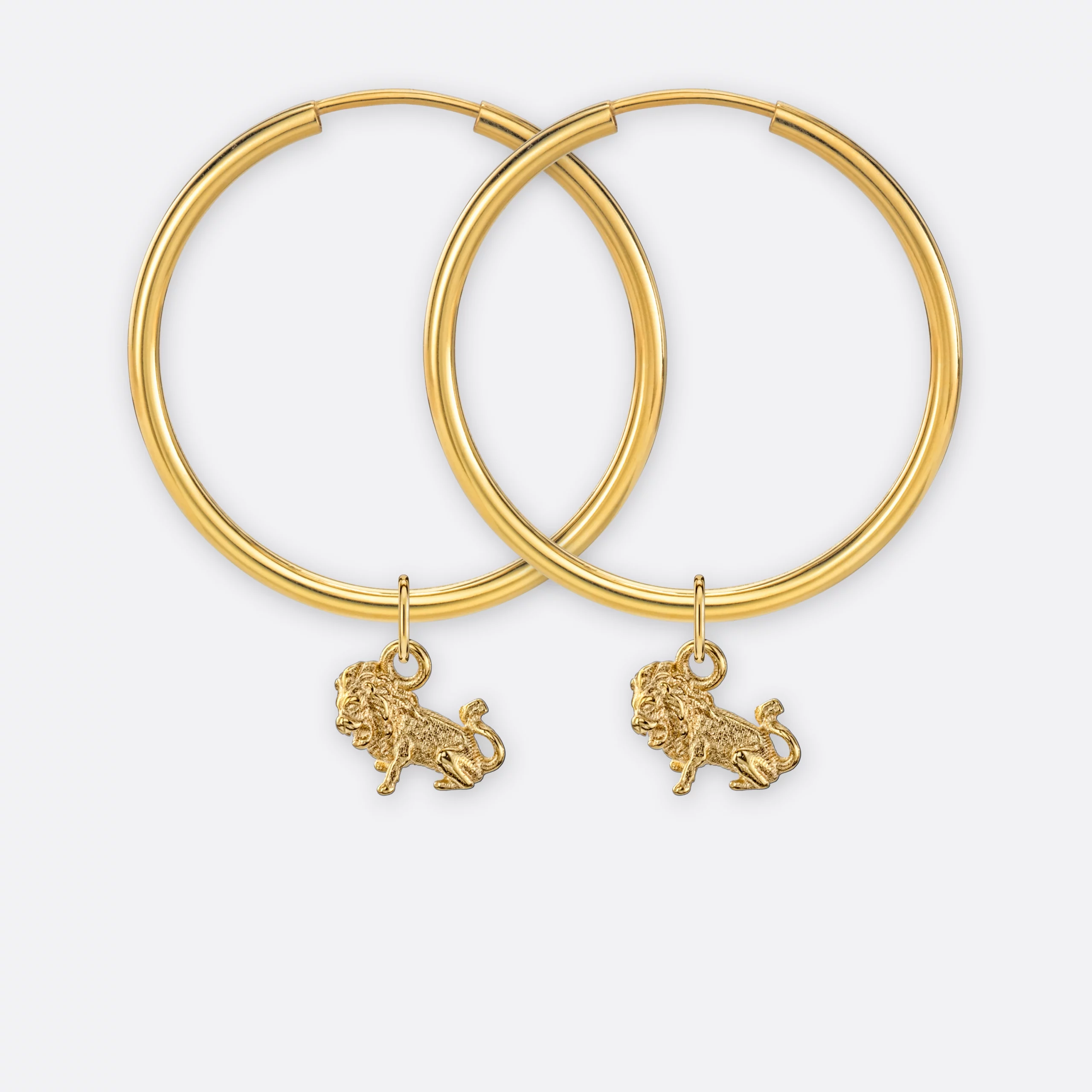 Löwe Ohrring, Anhänger klein, 585er Gold 18 Löwe Ohrring groß mit Sternzeichen-Anhänger klein, Gold, Paar, Vorne