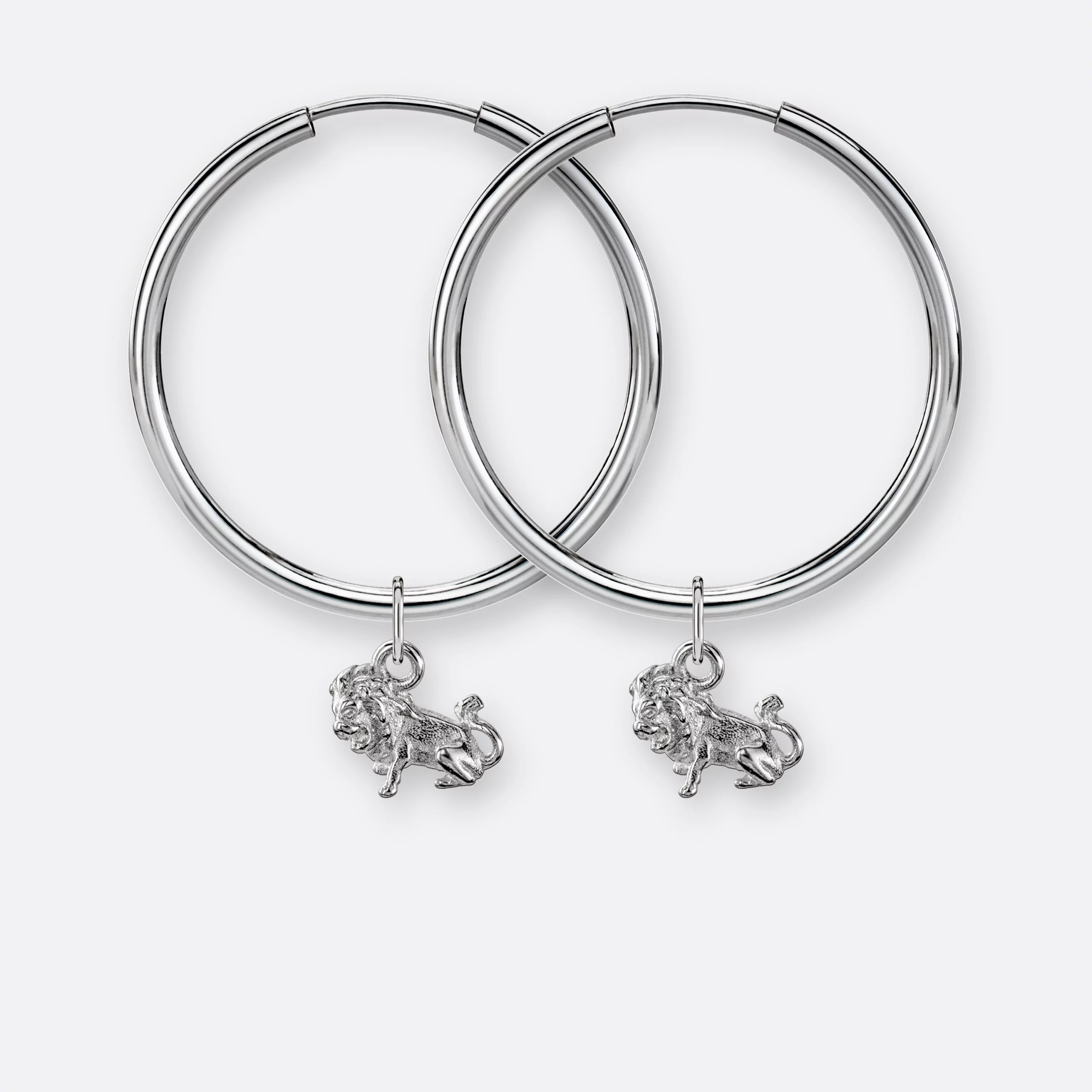 Löwe Ohrring, Anhänger klein, 925er Silber 17 Löwe Ohrring-Creole groß mit Anhänger klein, Silber, Paar, Vorne