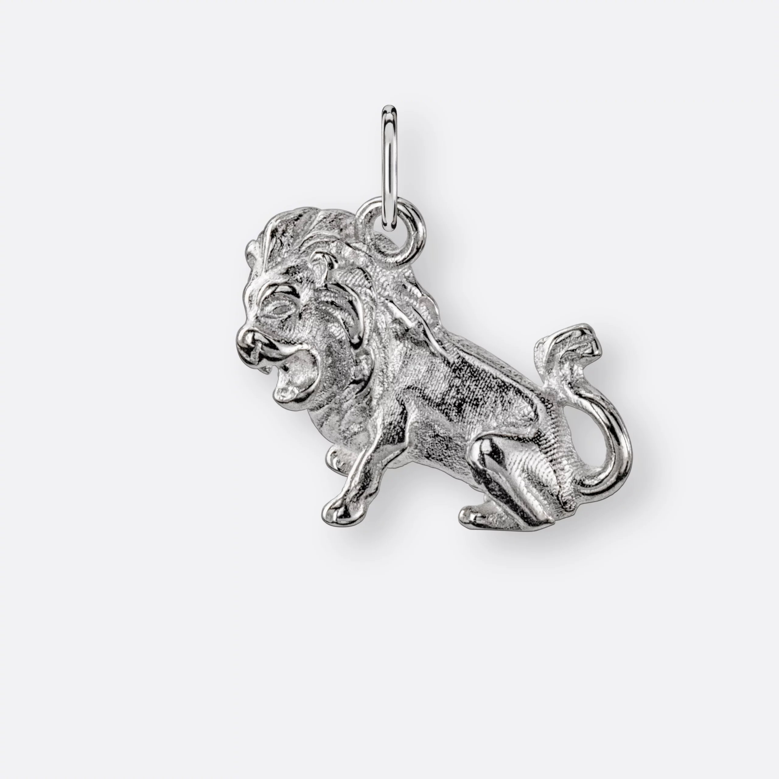 Löwe Anhänger, groß, Silber, Vorne