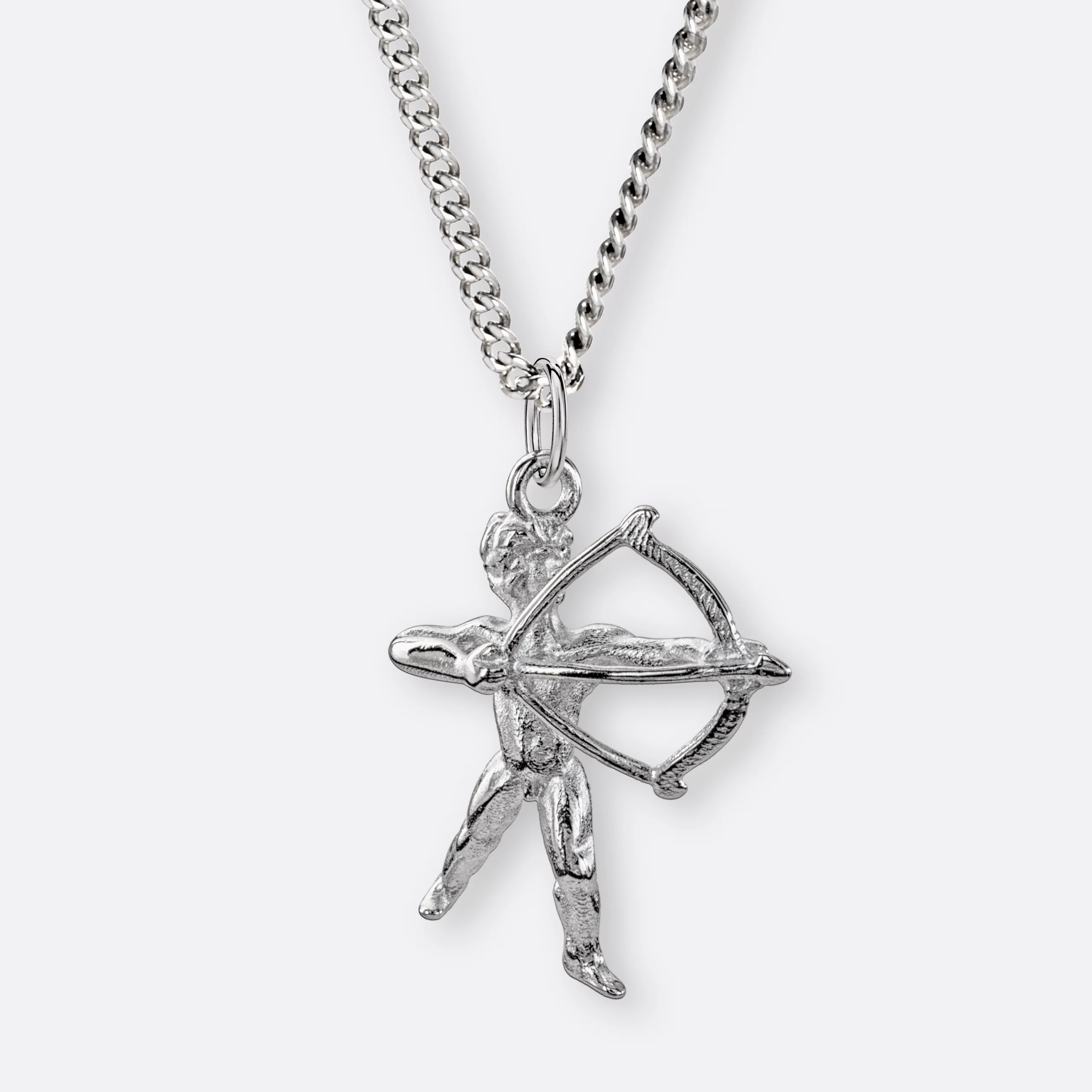 Schütze Halskette, Anhänger groß, 925er Silber 11 Schütze Sternzeichen-Halskette mit Anhänger groß, Silber, Vorne