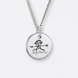 Schütze Sternzeichen Kette mit Anhänger-Coin graviert, Silber, Vorne