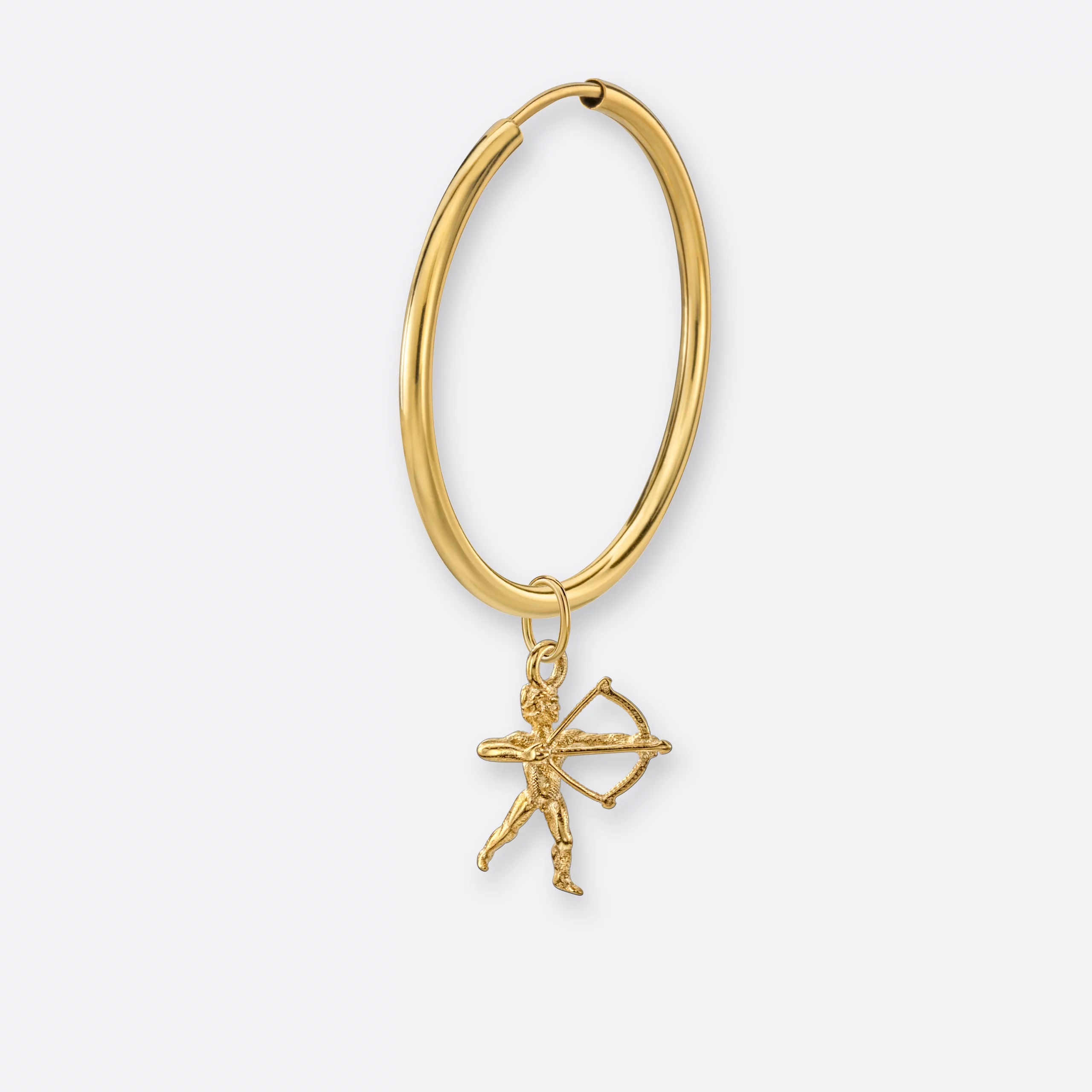 Schütze Ohrring, Anhänger klein, 585er Gold 2 Schütze Ohrring-Creole groß mit Sternzeichen-Anhänger klein, Gold, Vorne