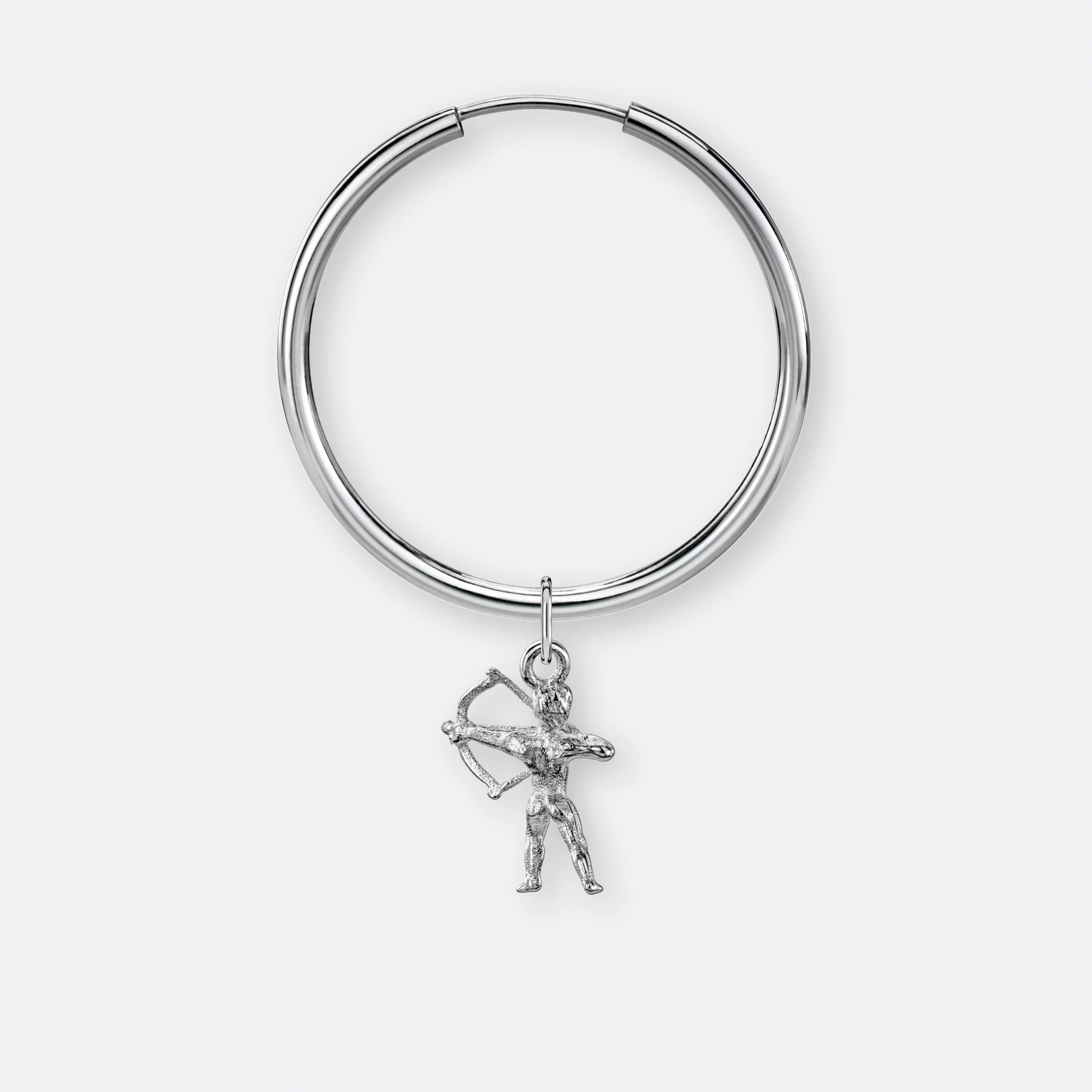 Schütze Ohrring, Anhänger klein, 925er Silber 3 Schütze Ohrring-Creole groß mit Sternzeichen-Anhänger klein, Silber, Hinten