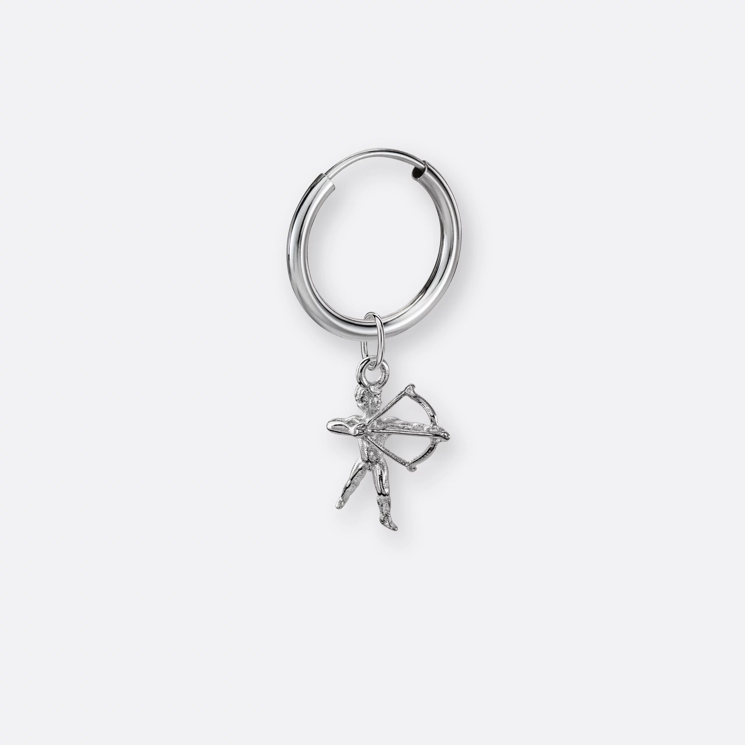 Schütze Ohrring, Anhänger klein, 925er Silber 6 Schütze Ohrring-Creole klein mit Sternzeichen-Anhänger klein, Silber, Vorne