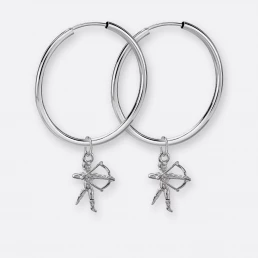 Schütze Ohrring, Anhänger klein, 925er Silber 14 Schütze Ohrring Creolen groß mit Sternzeichen-Anhängern klein, Silber, Paar