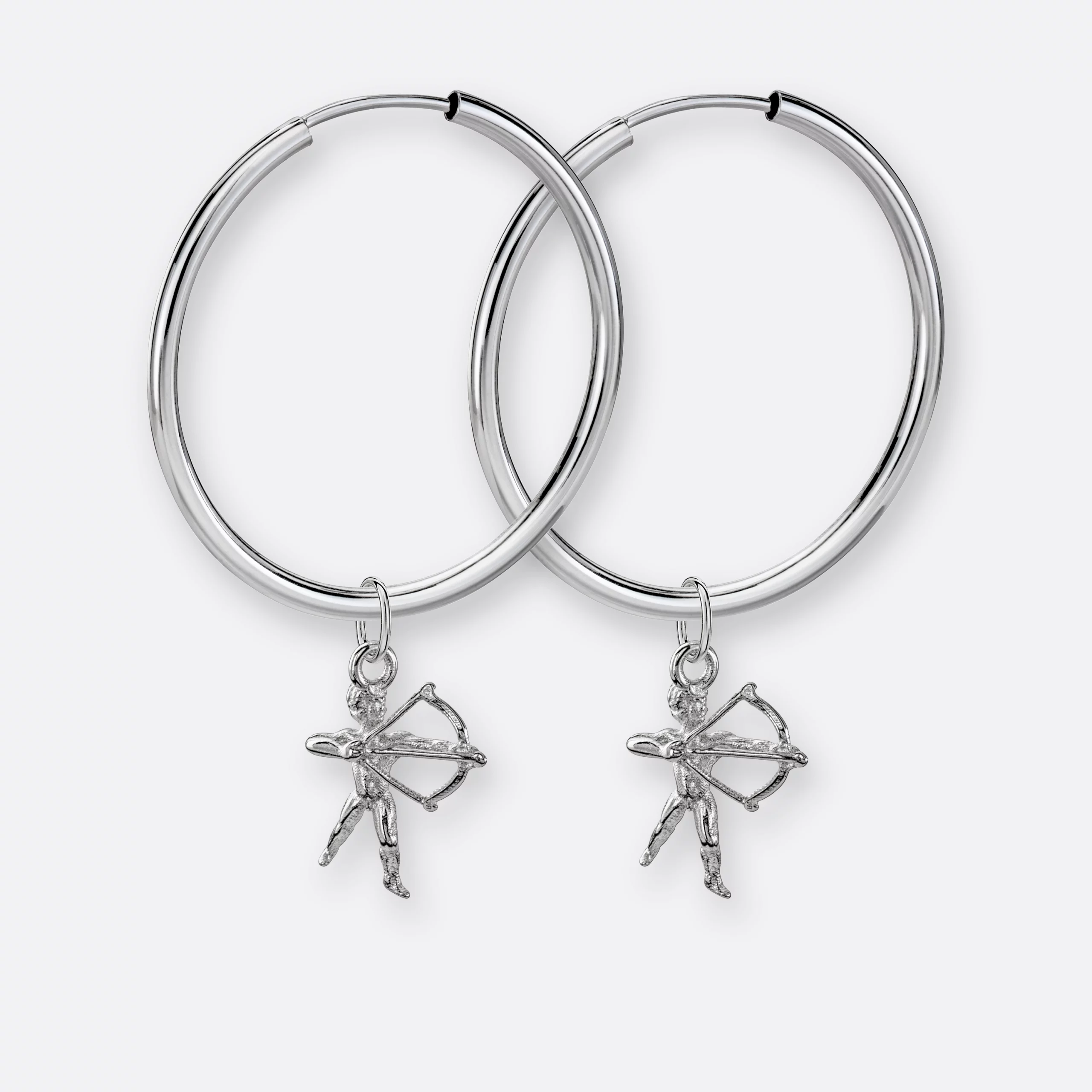 Schütze Ohrring, Anhänger klein, 925er Silber 15 Schütze Ohrring Creolen groß mit Sternzeichen-Anhängern klein, Silber, Paar